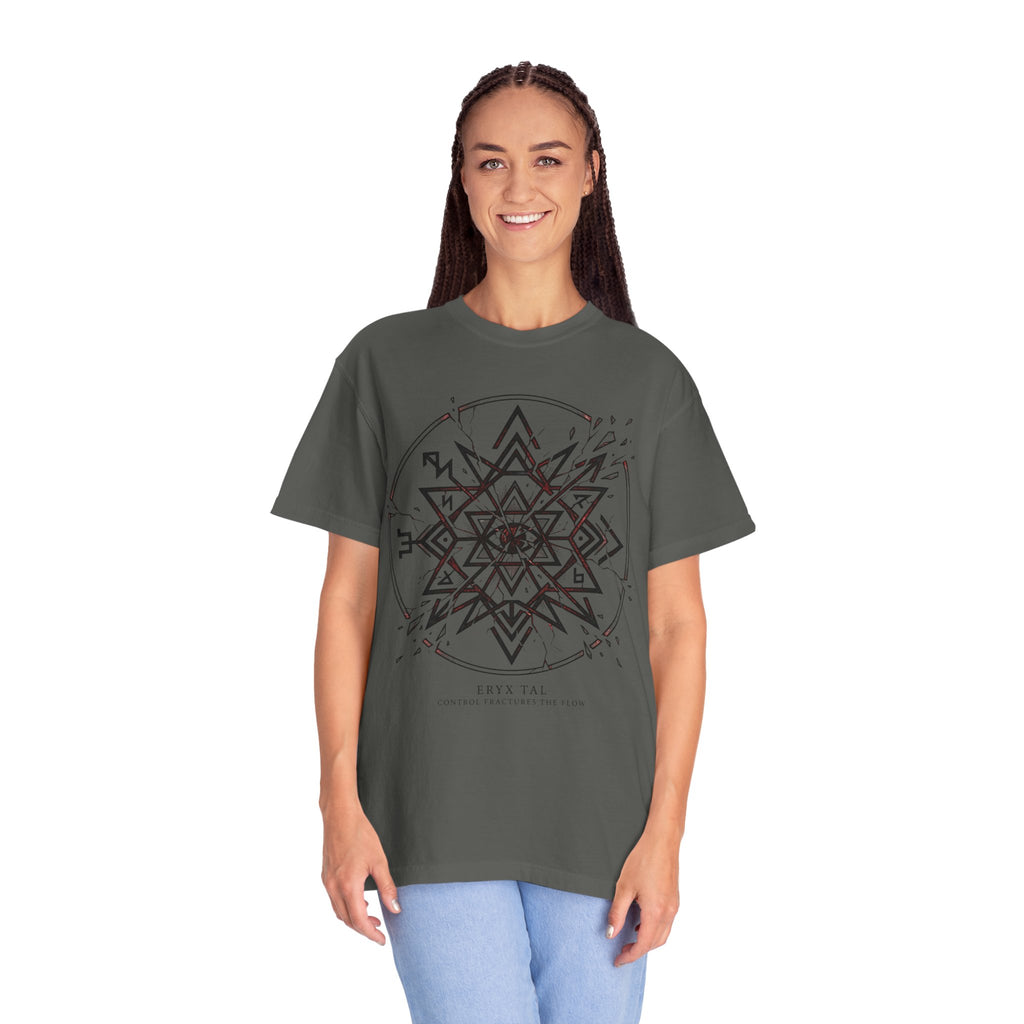 Power Runs Black PRB Eryx Tal Geometric Mandala T-Shirt — Symmetric Star Graphic Tee by Power Runs Black