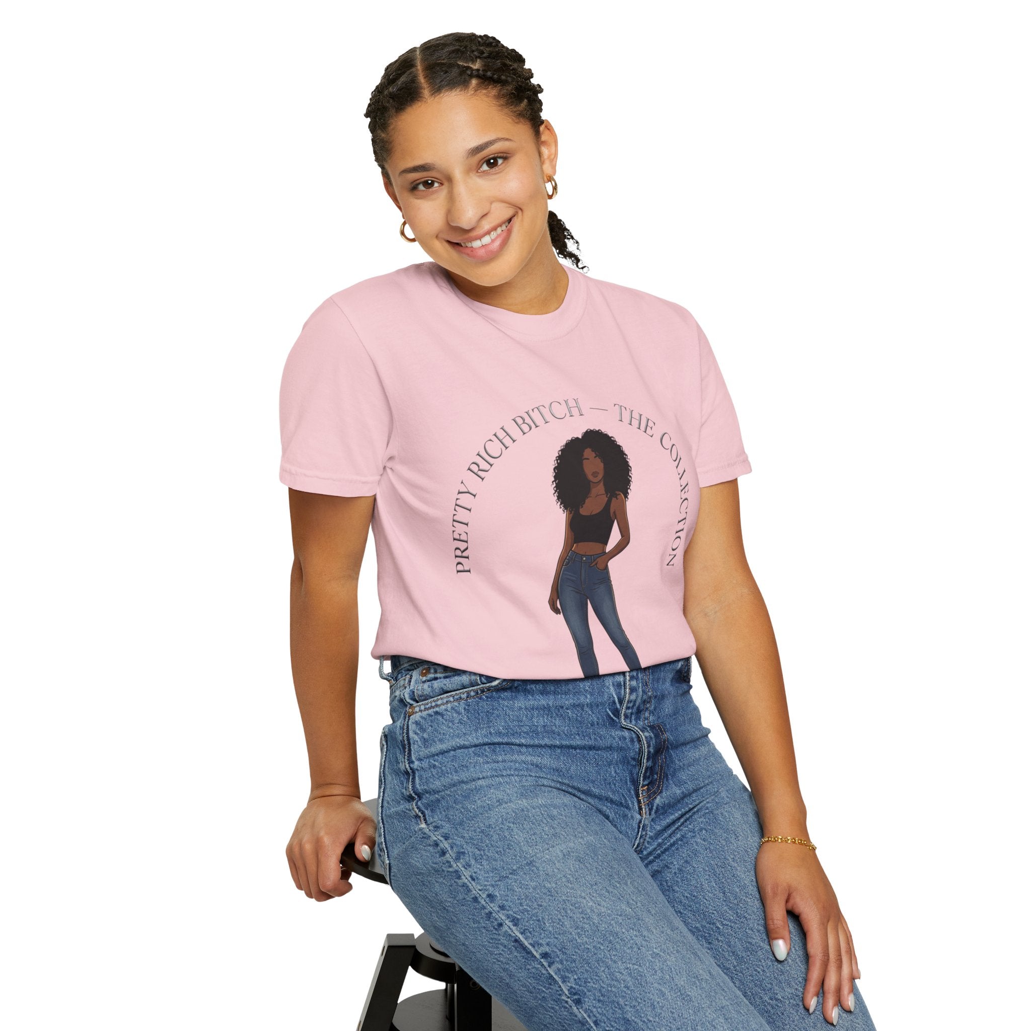 Pretty Rich Bitch The Collection by PRB Graphic Tee (Afro Curly Woman) by Power Runs Black