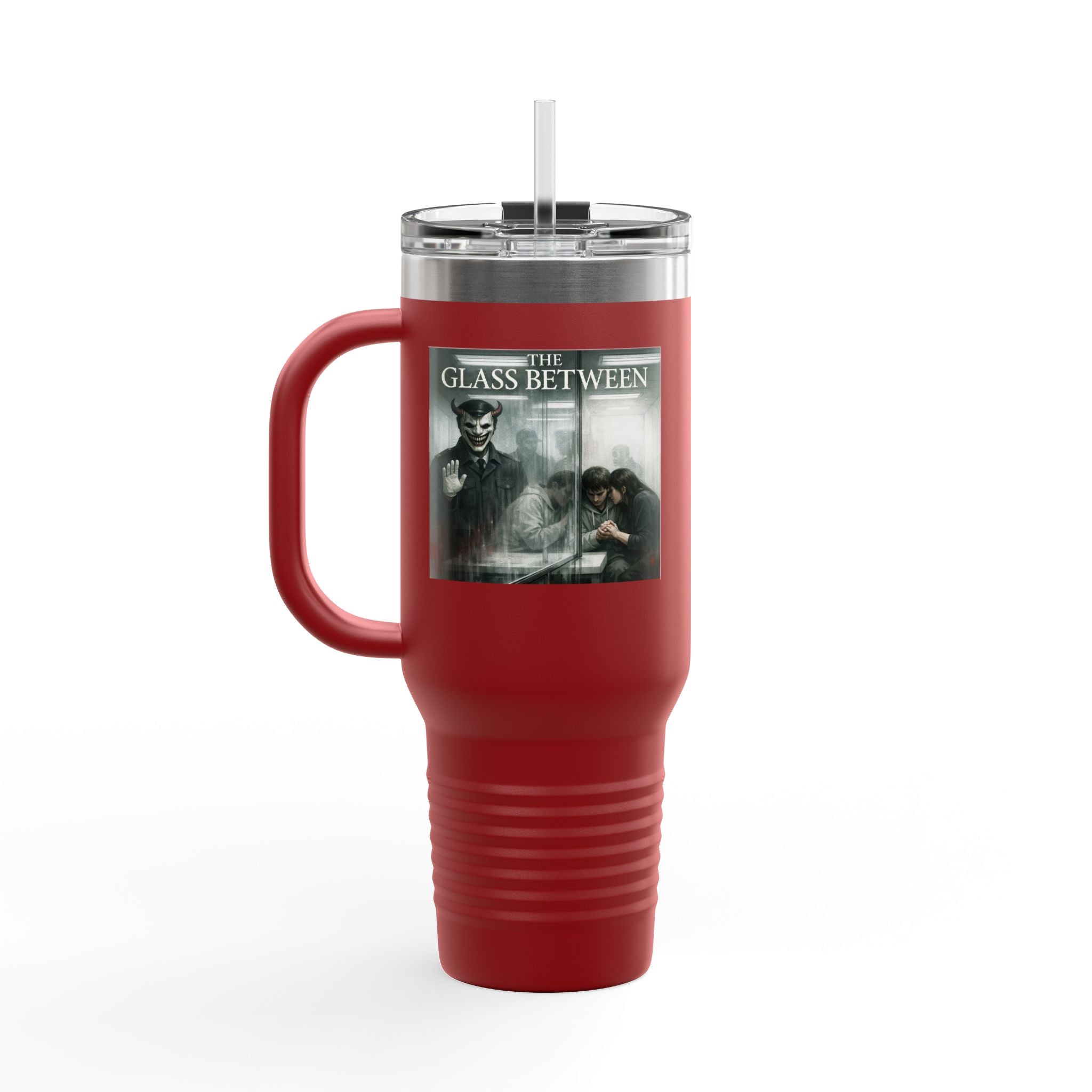 PRB The Glass Between, 40oz Insulated Travel Mug by Power Runs Black