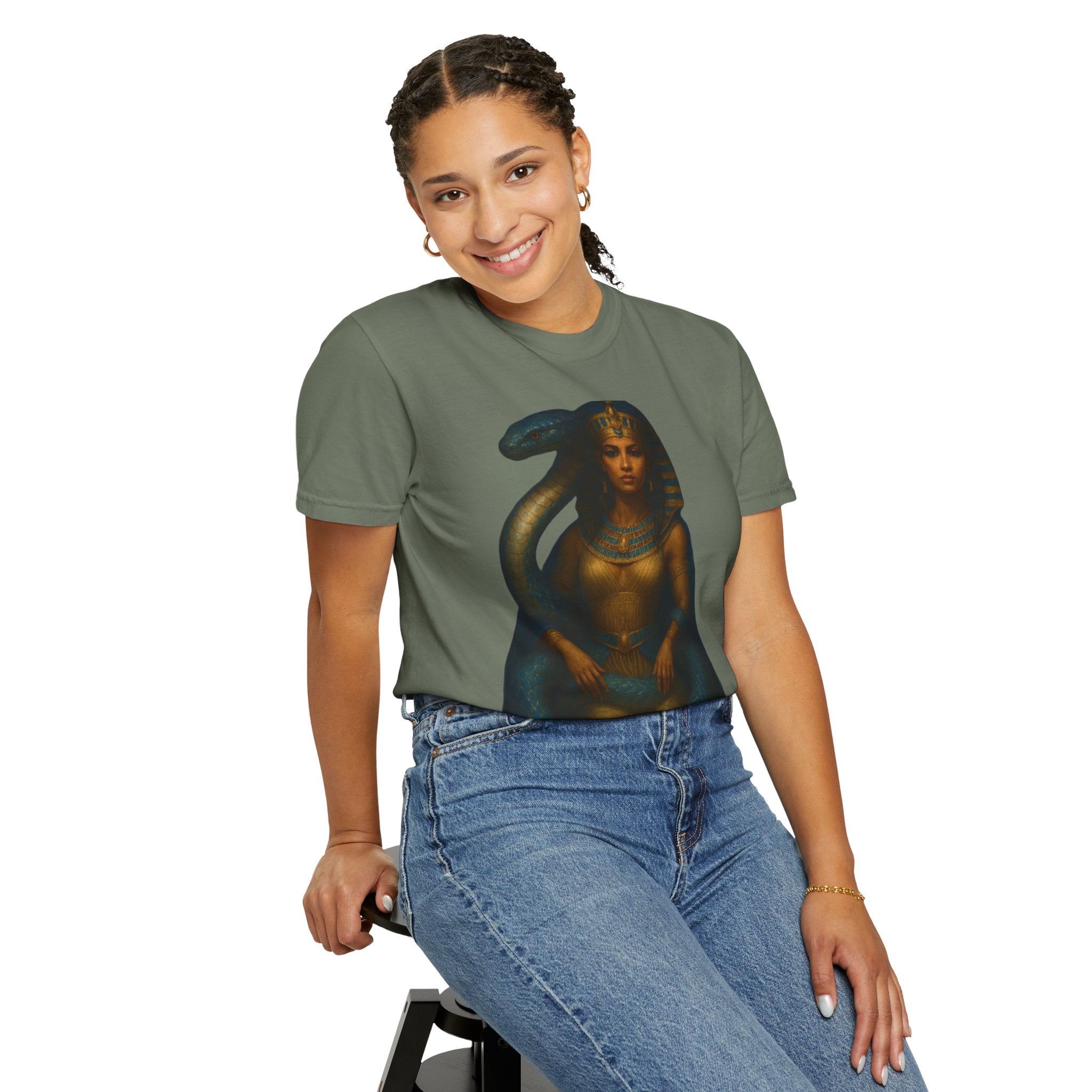 PRB Egyptian Goddess with Snake T-Shirt | Pharaoh Serpent Art Tee by Power Runs Black