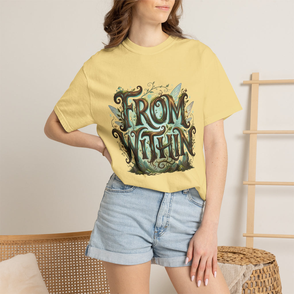 Power Runs Black PRB From Within T-shirt | Nature Typography Forest Illustration by Printify