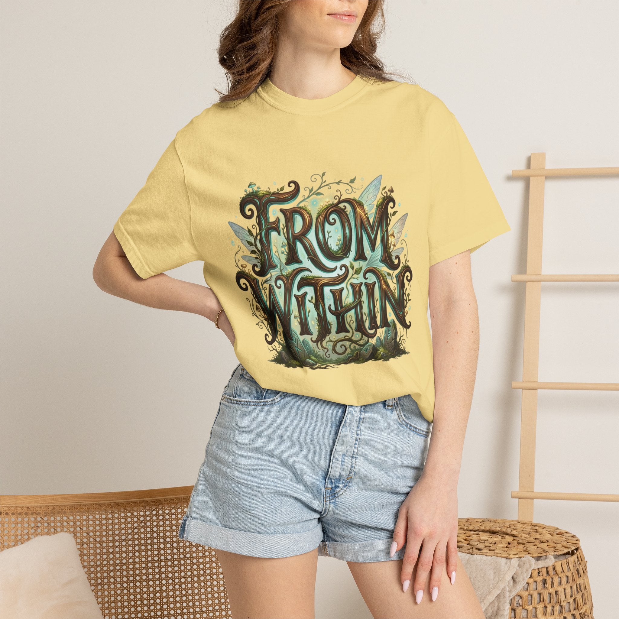 Power Runs Black PRB From Within T-shirt | Nature Typography Forest Illustration by Printify