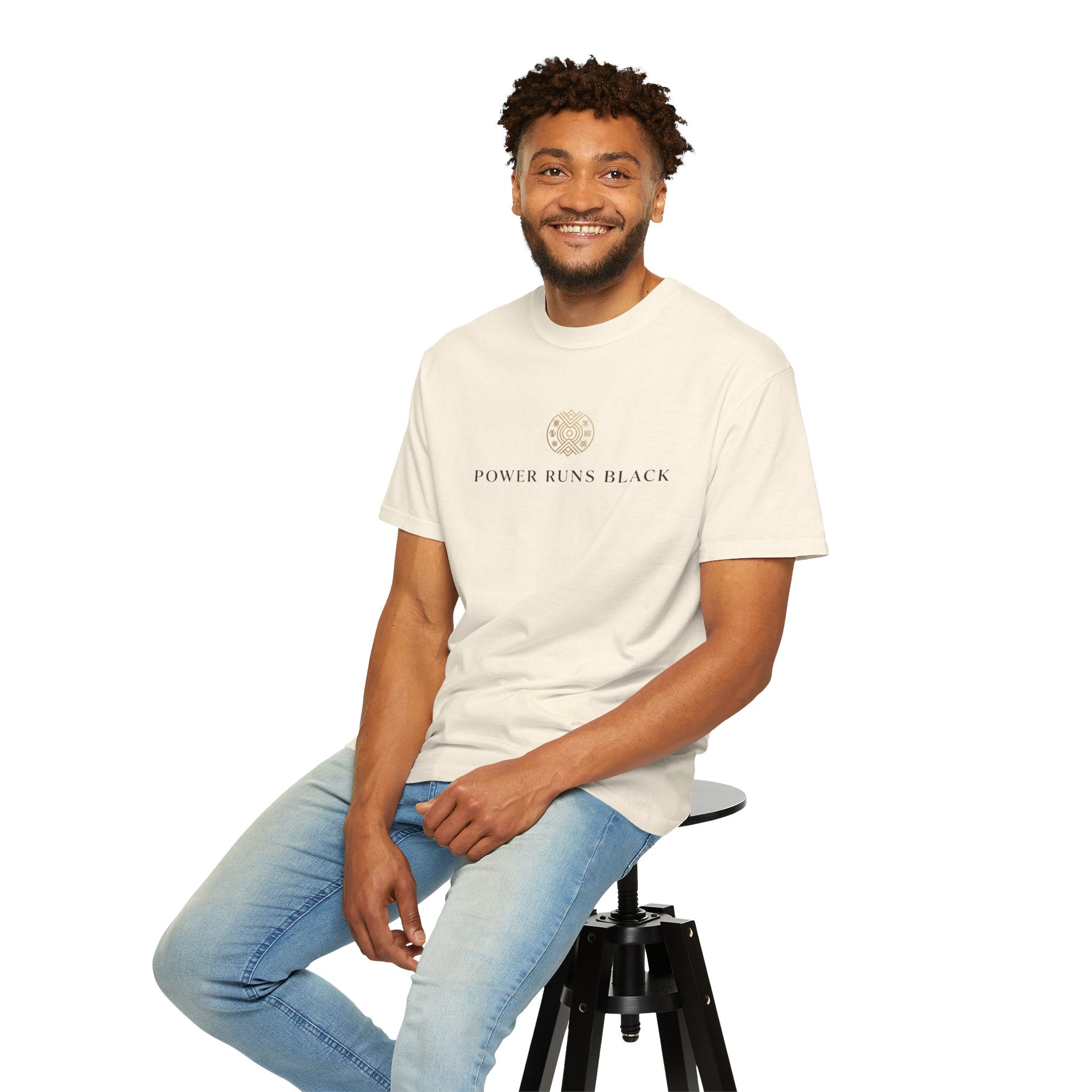 Power Runs Black PRB Graphic T-Shirt — Minimal Emblem Tee by Power Runs Black