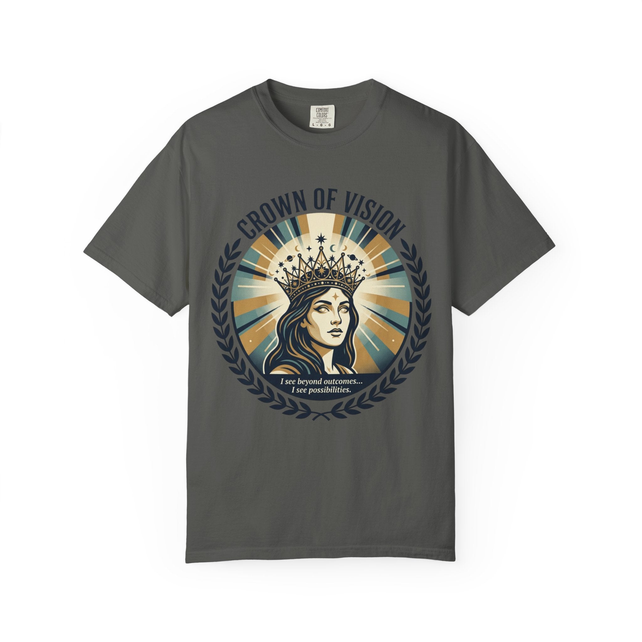 Power Runs Black Crown of Vision T-Shirt — Vintage Inspirational Graphic Tee by Printify