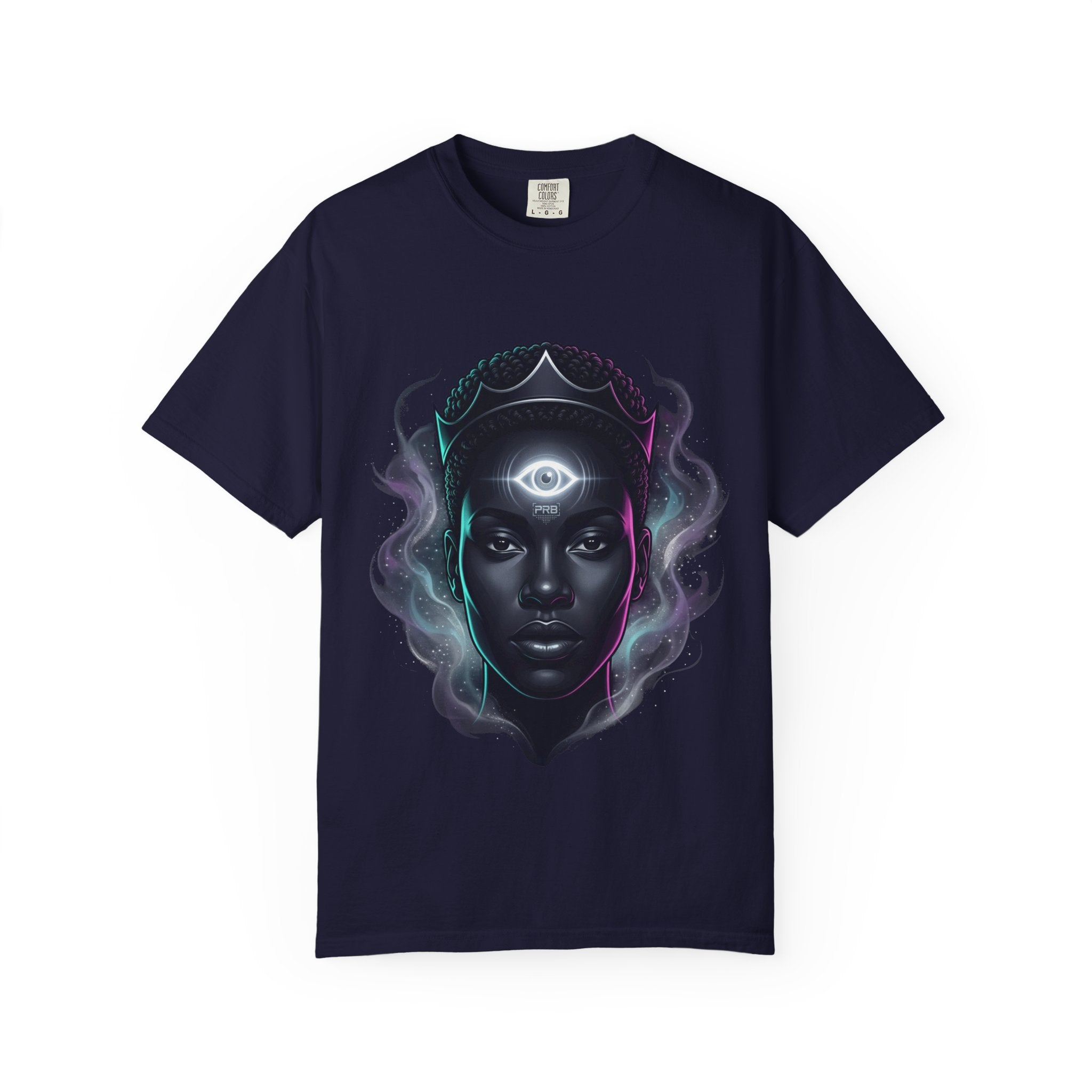 Printify PRB Third Eye Omni‑Vision Ascendant 4K Cosmic Portrait T-shirt | Mystic Black Face Artwork - T-Shirt
