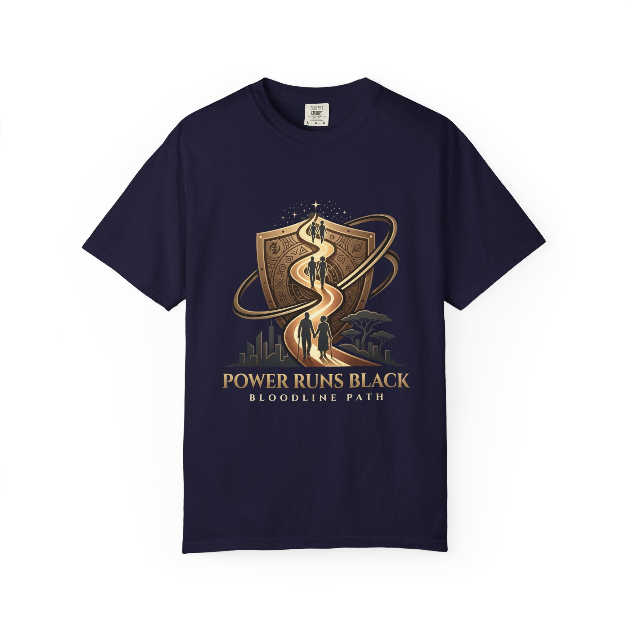 PRB Shield City Skyline Graphic T-Shirt | Serpent Emblem Streetwear Tee by Printify