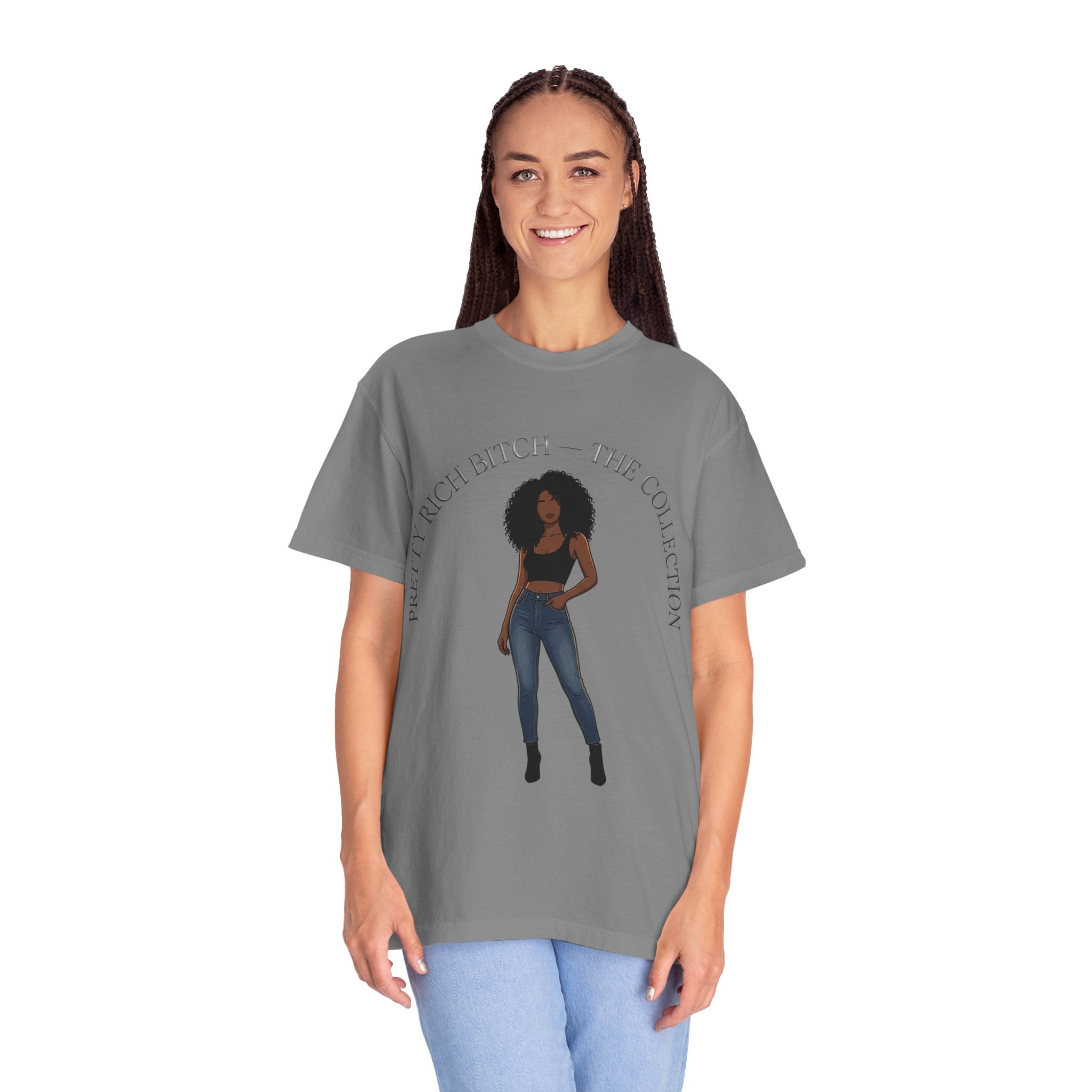 Pretty Rich Bitch The Collection by PRB Graphic Tee (Afro Curly Woman) by Power Runs Black