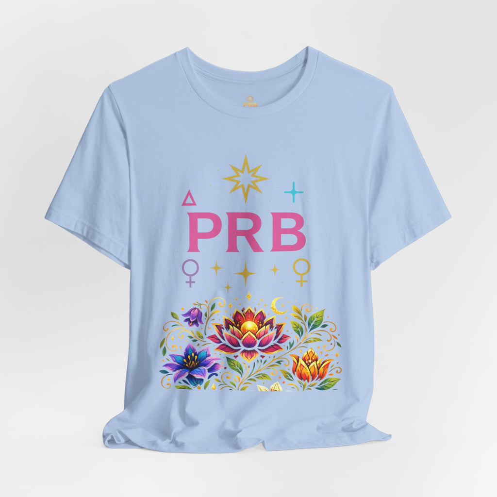 Pretty Rich Bitch The Collection by PRB Floral Lotus T‑Shirt — Colorful Spiritual Symbol Tee by Power Runs Black