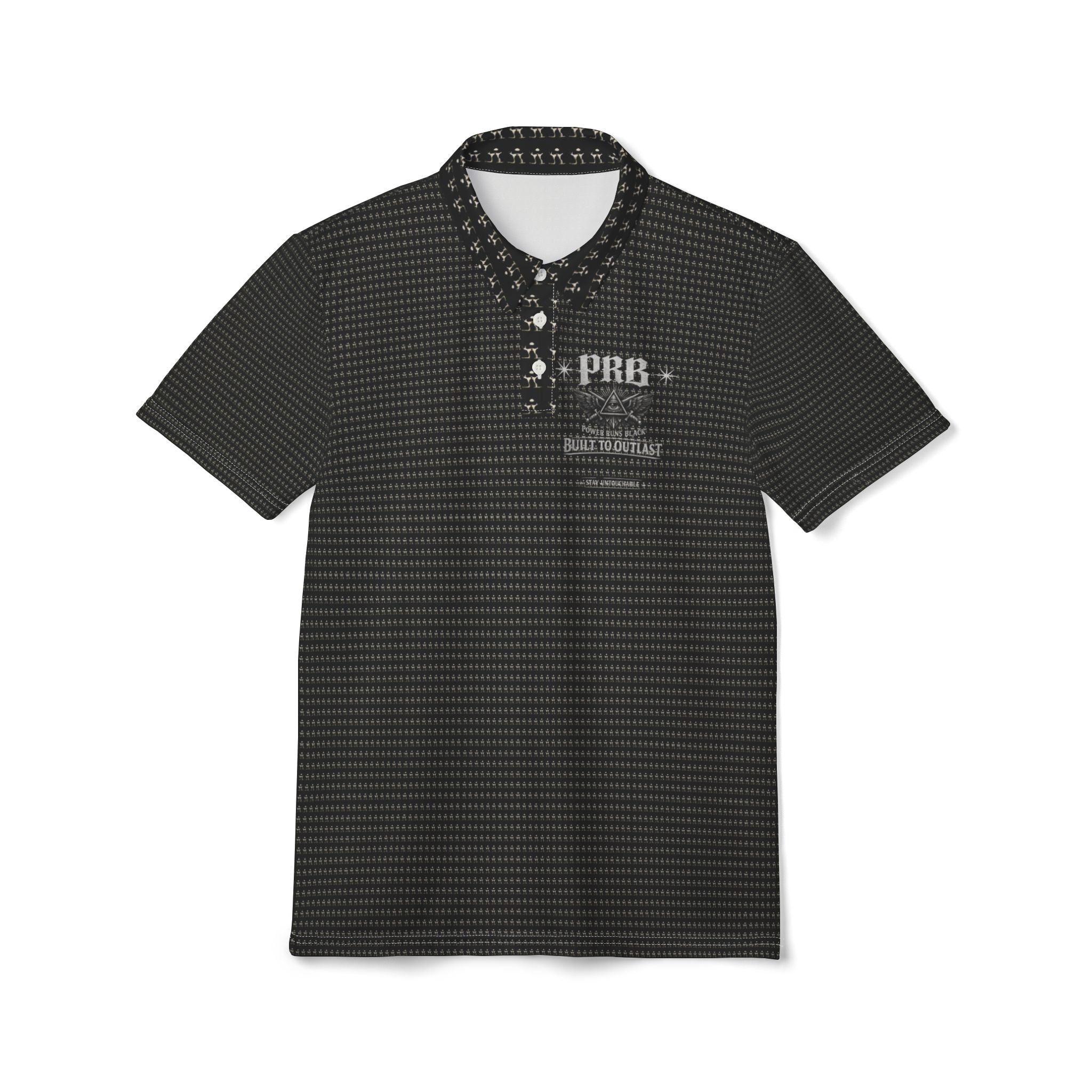 PRB 'Built To Retaliate' Black Polo Shirt by Power Runs Black