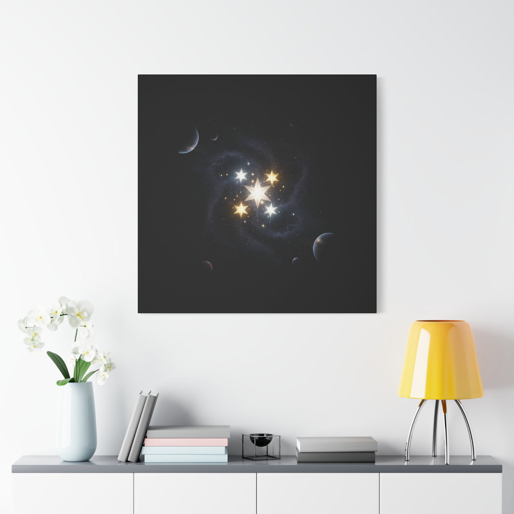 Power Runs Black PRB Glowing Star Constellation Canvas by Power Runs Black