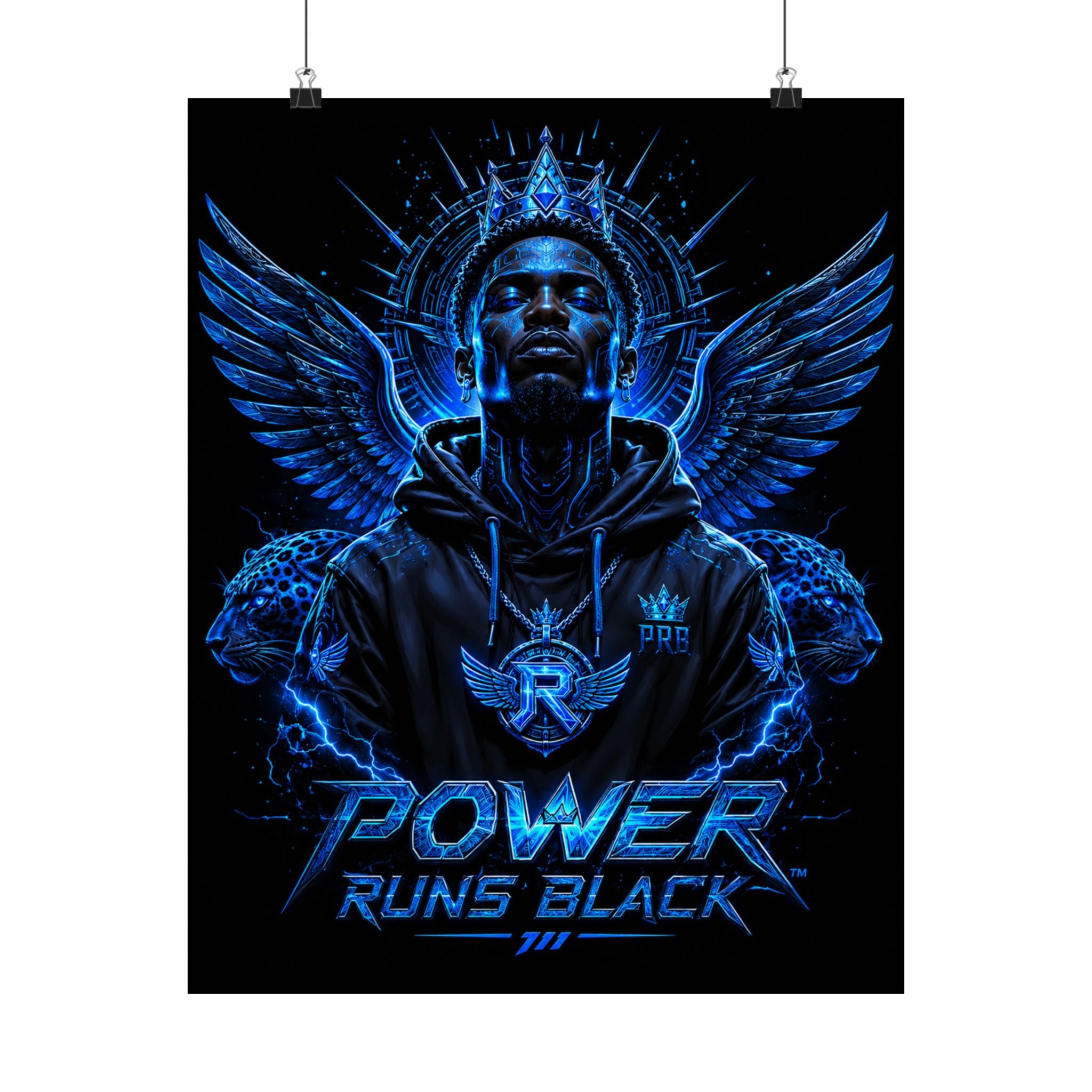 Power Runs Black Matte Poster — Urban Angel Portrait Wall Art by Power Runs Black