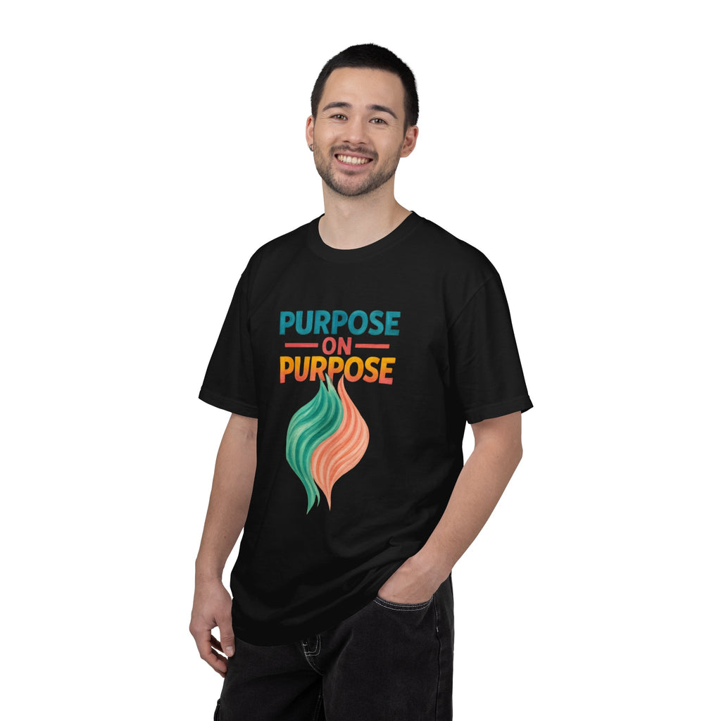 PRB Purpose On Purpose T-Shirt — Inspirational Graphic Tee with Abstract Wave Design by Power Runs Black