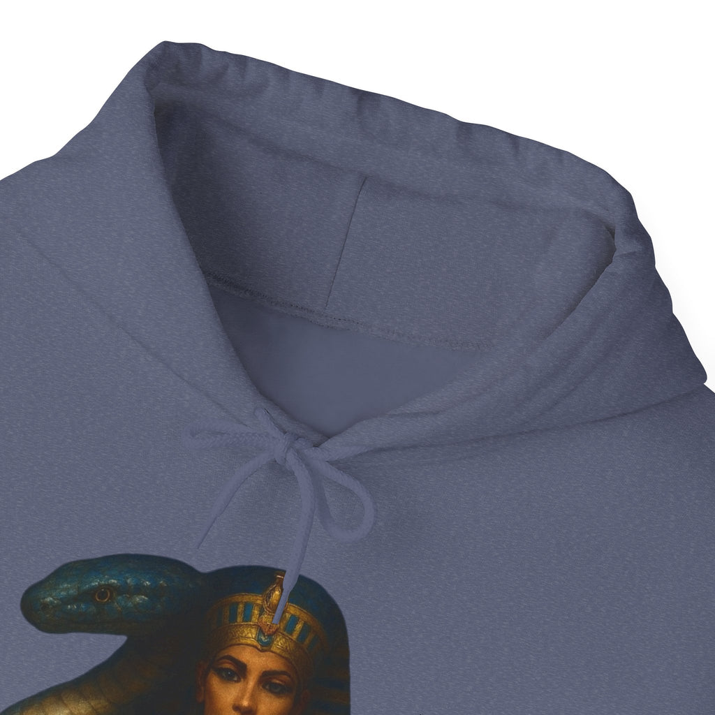 PRB Egyptian Goddess Portrait Hoodie | Serpent Headdress, Ancient Queen Art by Power Runs Black