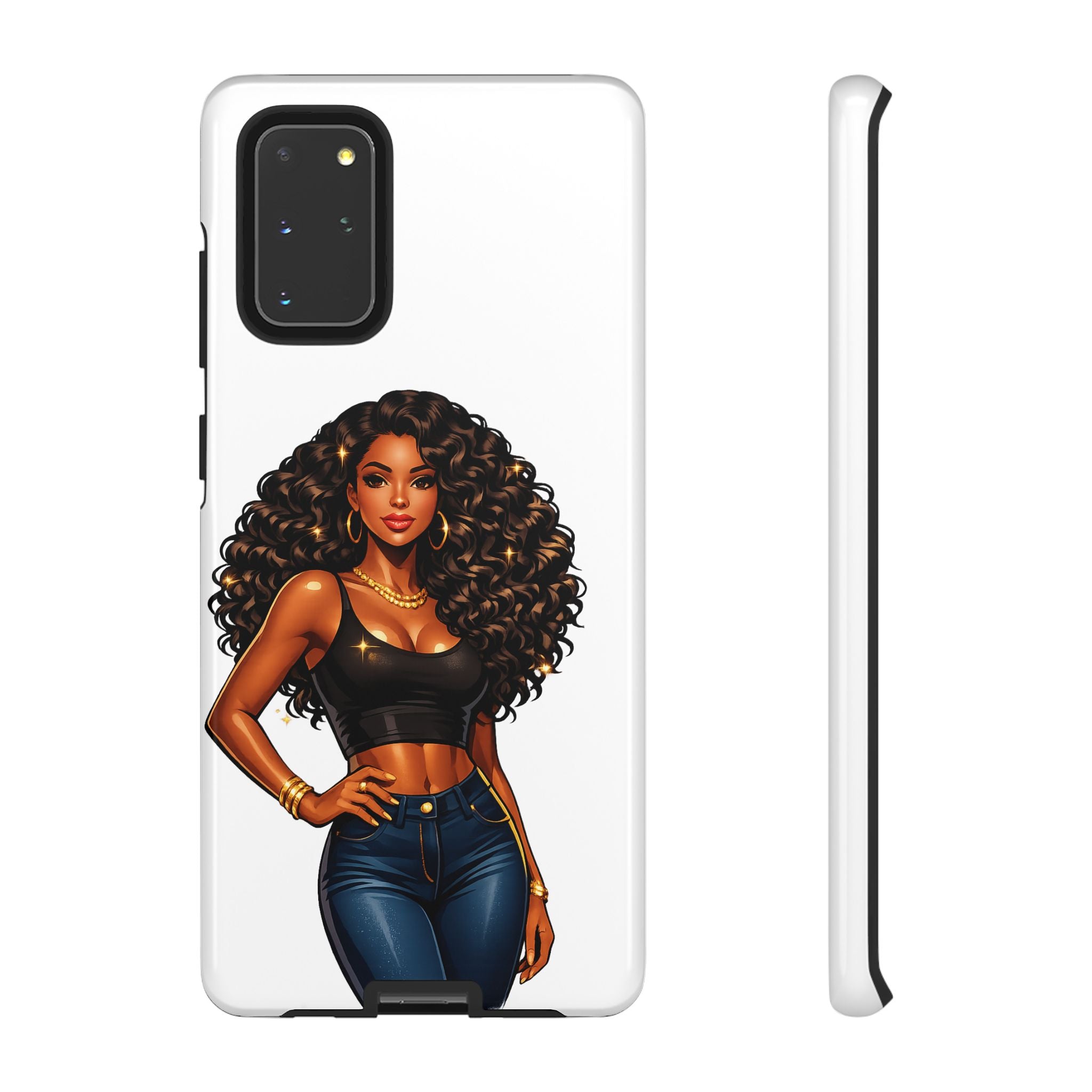 Pretty Rich Bitch by PRB Curly Hair Phone Case by Power Runs Black