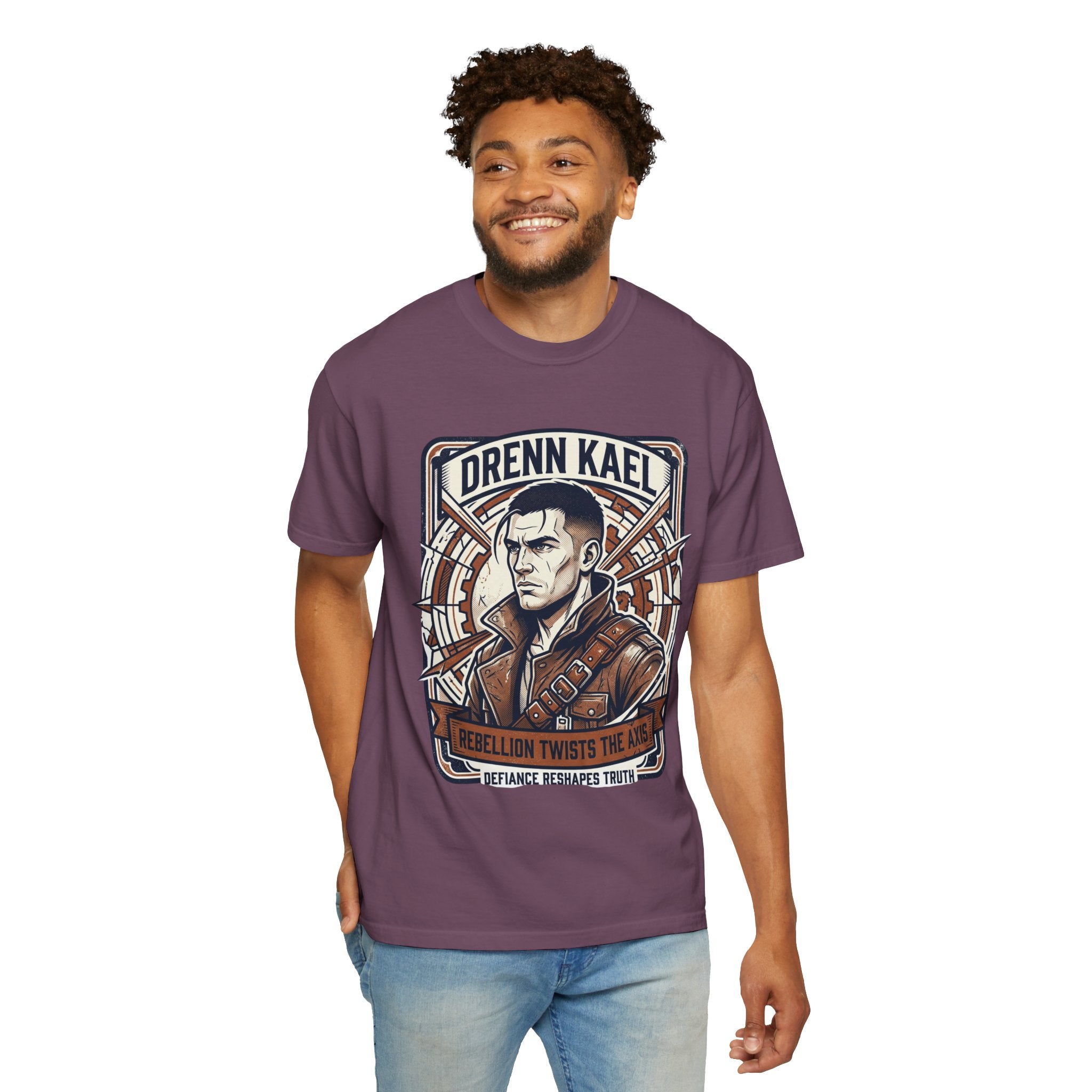 Power Runs Black PRB Drenn Kael Portrait T-Shirt — "Rebellion Twists the Axis" Graphic Tee by Power Runs Black
