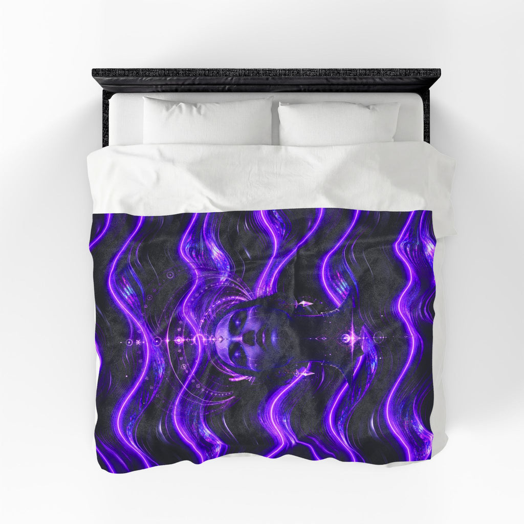 Power Runs Black Mystic Violet Aura Velveteen Plush Blanket by Power Runs Black