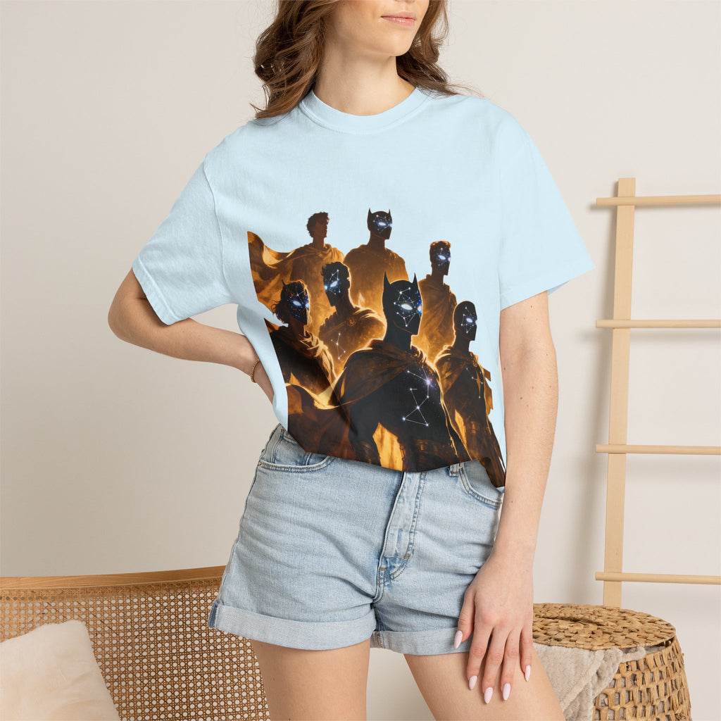 PRB Cosmic Heroes Graphic Tee (Golden Cloaks & Starry Faces) by Printify