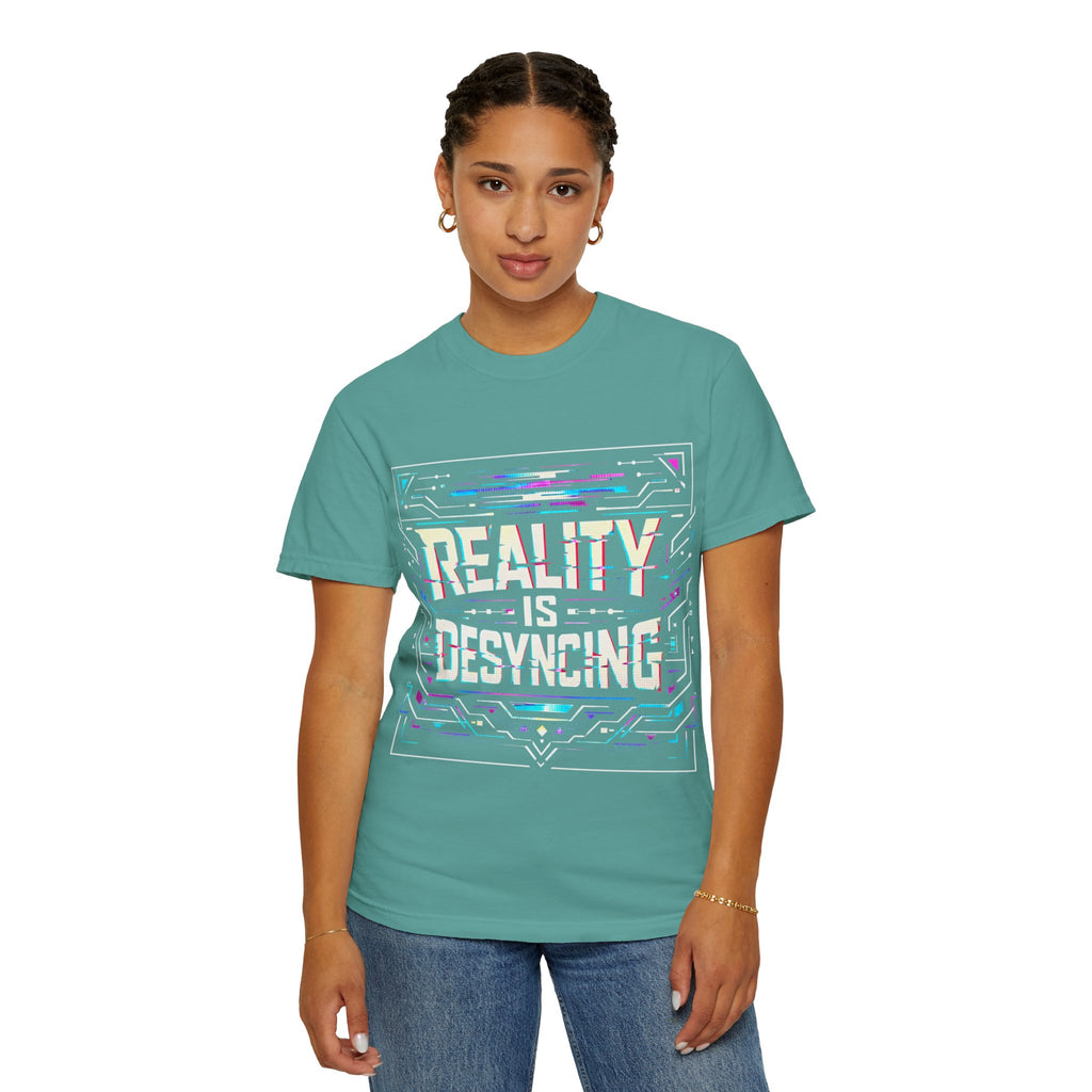 Power Runs Black PRB Glitchy Pastel "Reality Is Desyncing" T-Shirt by Printify