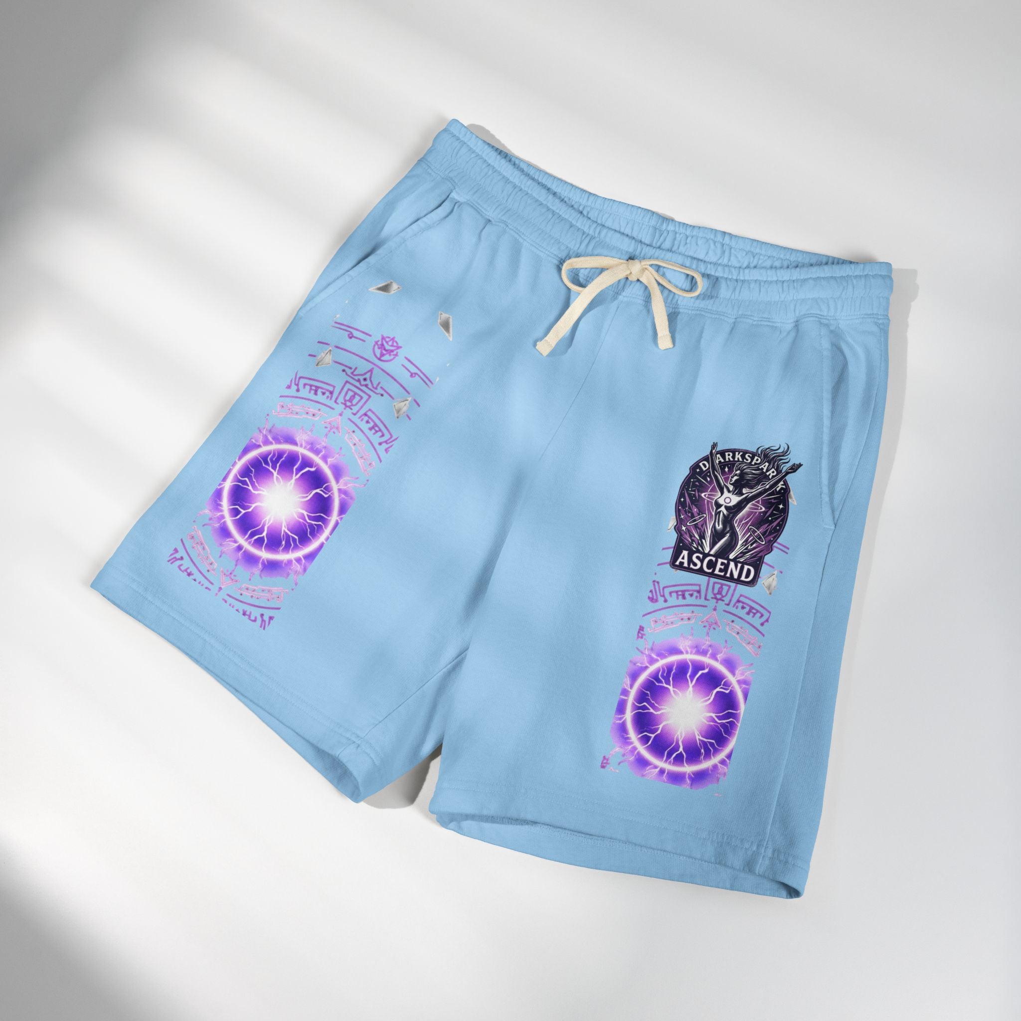 Power Runs Black PRB Ascend Graphic Sweat Shorts — Light Fleece Athletic Lounge Shorts by Printify