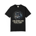 PRB Wolf Graphic T-Shirt — "A Wolf Without a Pack Is Still a Wolf" Inspirational Tee by Printify
