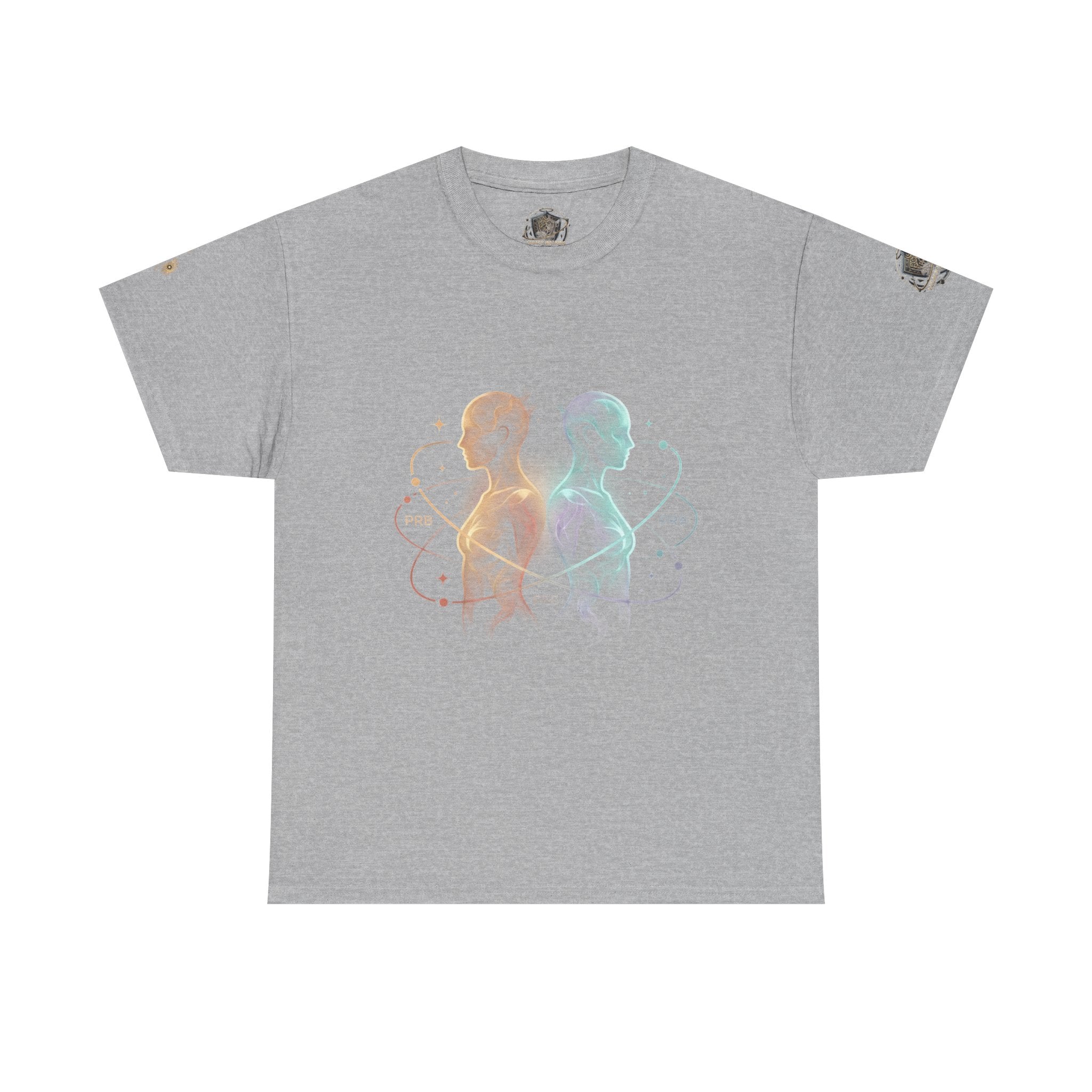 Power Runs Black Gemini Spirit Tee — Twin Sun & Moon Celestial Graphic T-Shirt by Printify