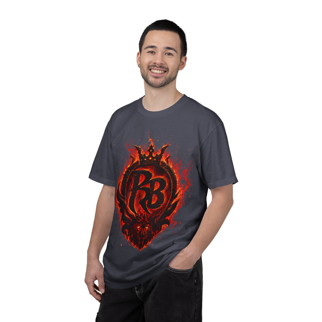Power Runs Back PRB Flame Logo T-shirt | Fiery Emblem Tee, Grunge Rock Chic by Power Runs Black