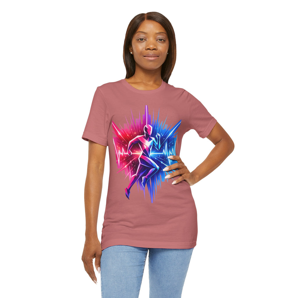 Power Runs Black PRB Running Pulse Graphic Tee — Neon Runner Heartbeat Sports T‑Shirt by Power Runs Black