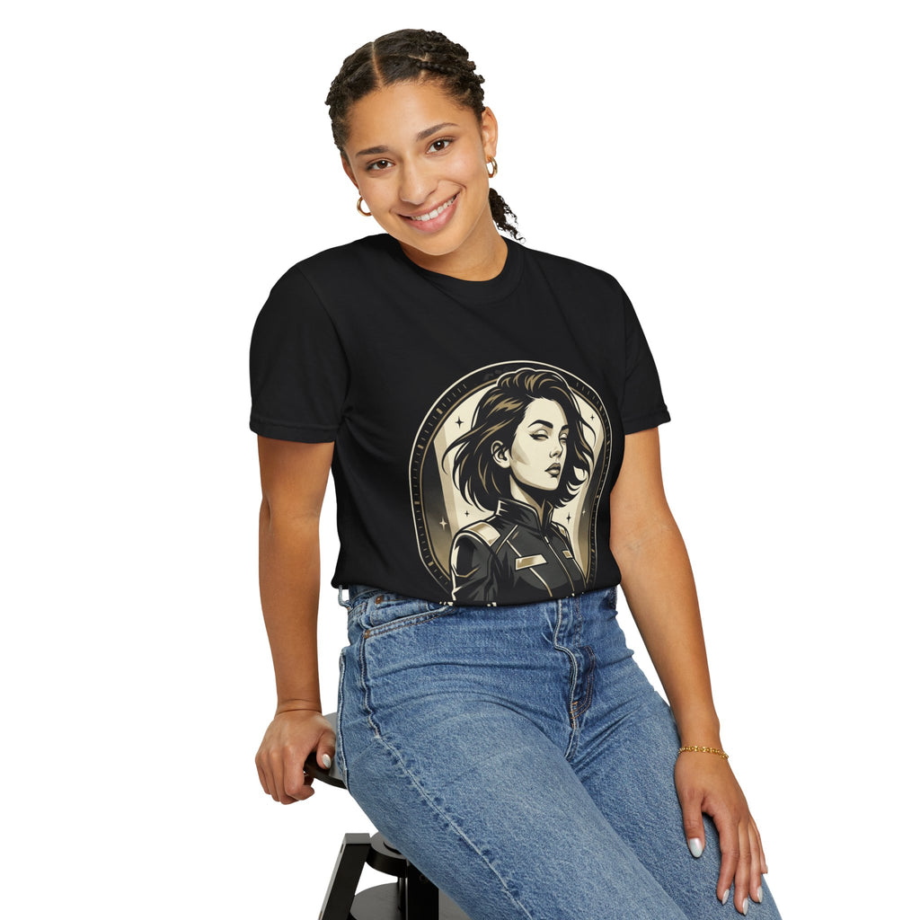 Power Runs Black Retro Space Captain Portrait T-Shirt — 'Fearless Commander' Graphic Tee by Power Runs Black