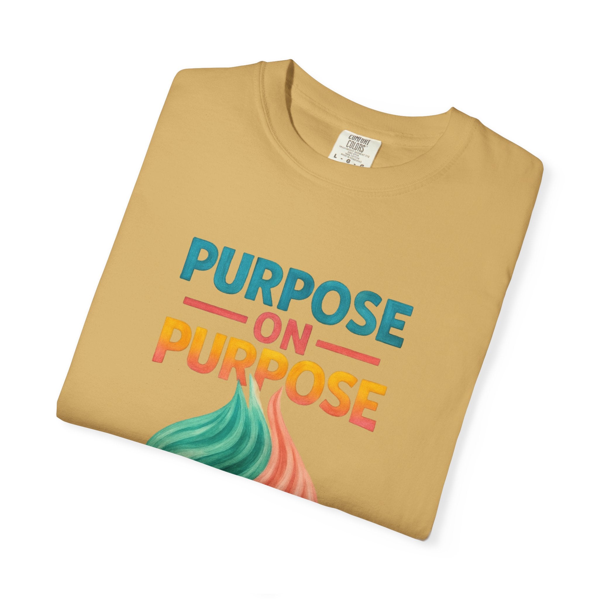 PRB Purpose On Purpose T-Shirt — Inspirational Graphic Tee with Abstract Wave Design by Power Runs Black