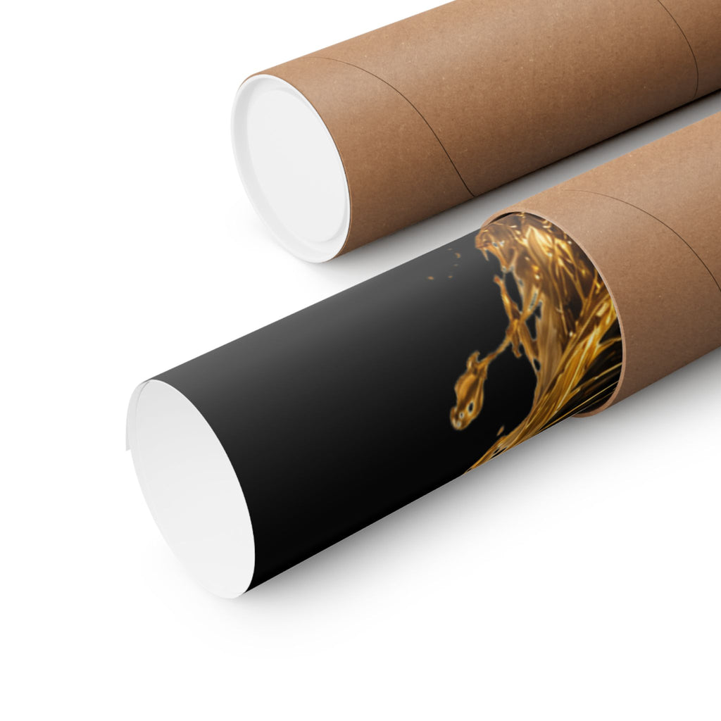 Power Runs Black Matte Poster — Afrocentric Gold Goddess Wall Art by Power Runs Black