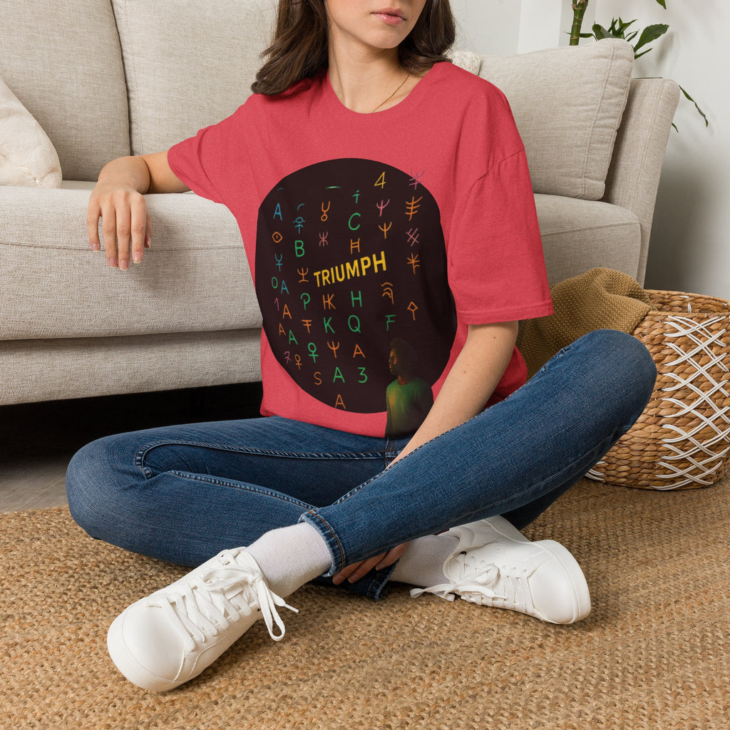 PRB Triumph Afro Hair Silhouette T-Shirt | Black Hair Alphabet Design by Printify