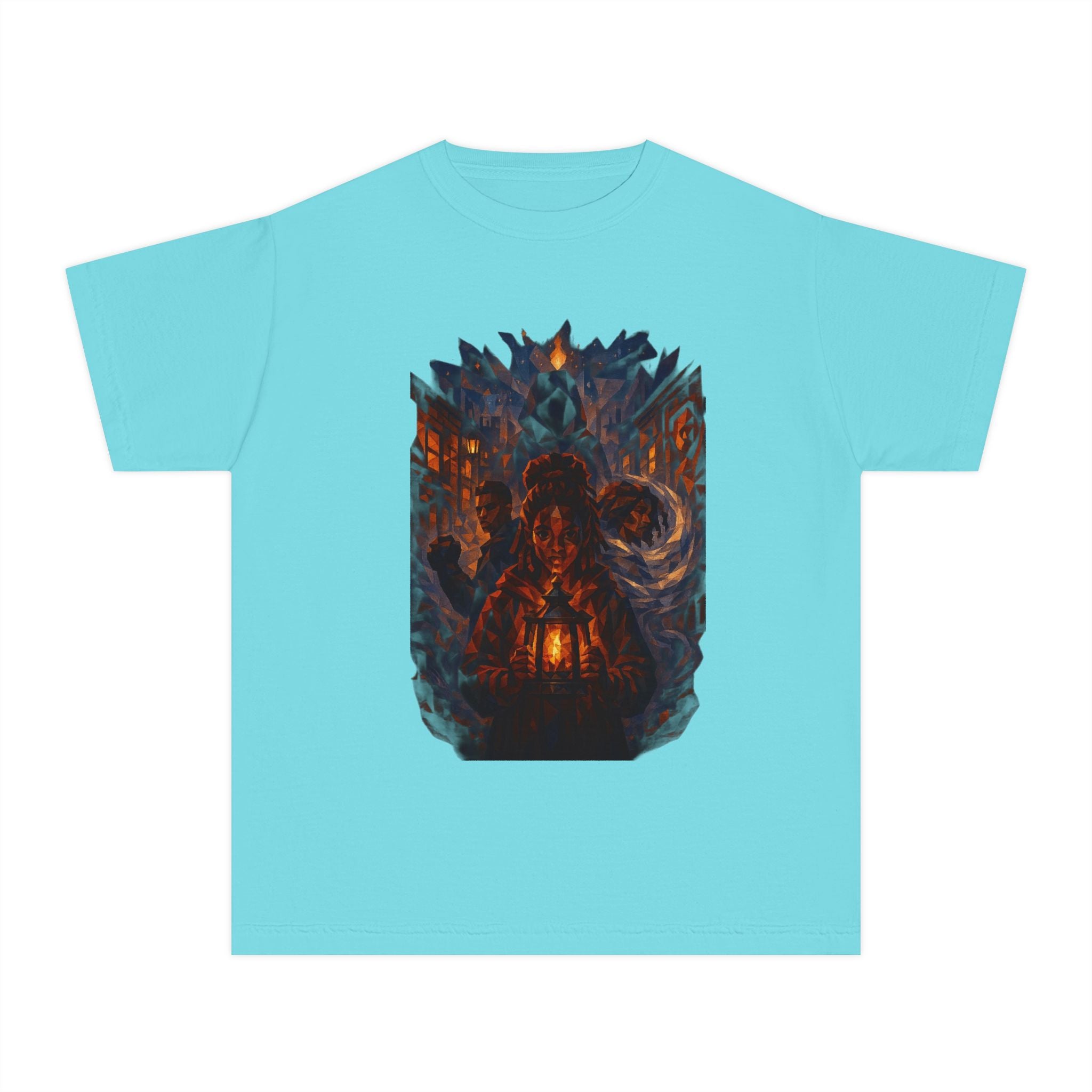 PRB Kids' Haunted Lantern Fantasy Forest Graphic Tee | Youth T-Shirt by Power Runs Black