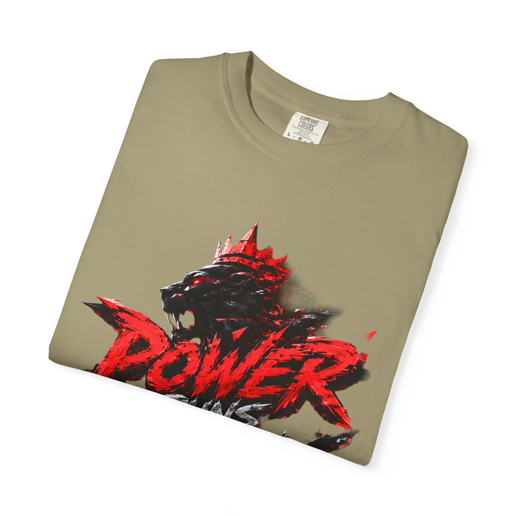 Power Runs Black T-shirt | Wolf Silhouette, Red Black Graphic Tee by Power Runs Black