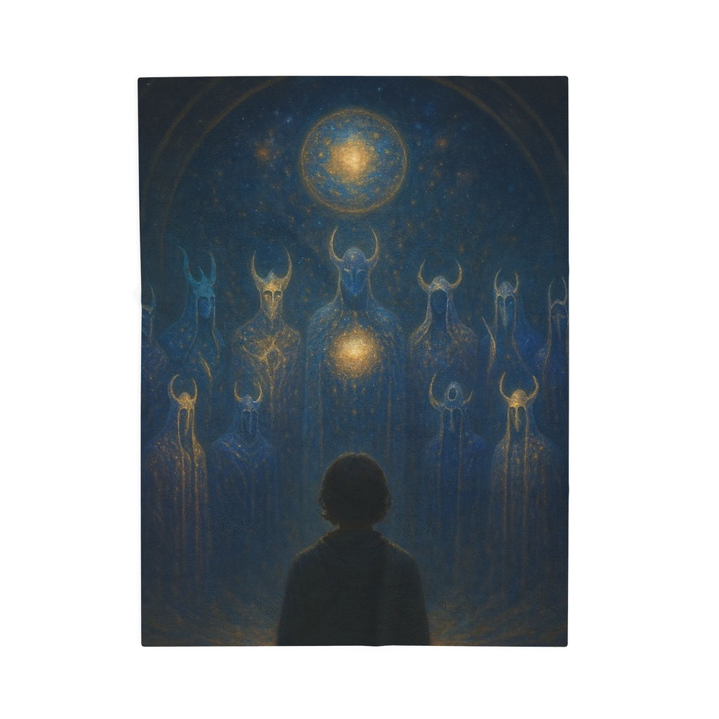 PRB Mystical Spirits Stargazing Velveteen Plush Blanket | Celestial Figures, Night Sky by Printify