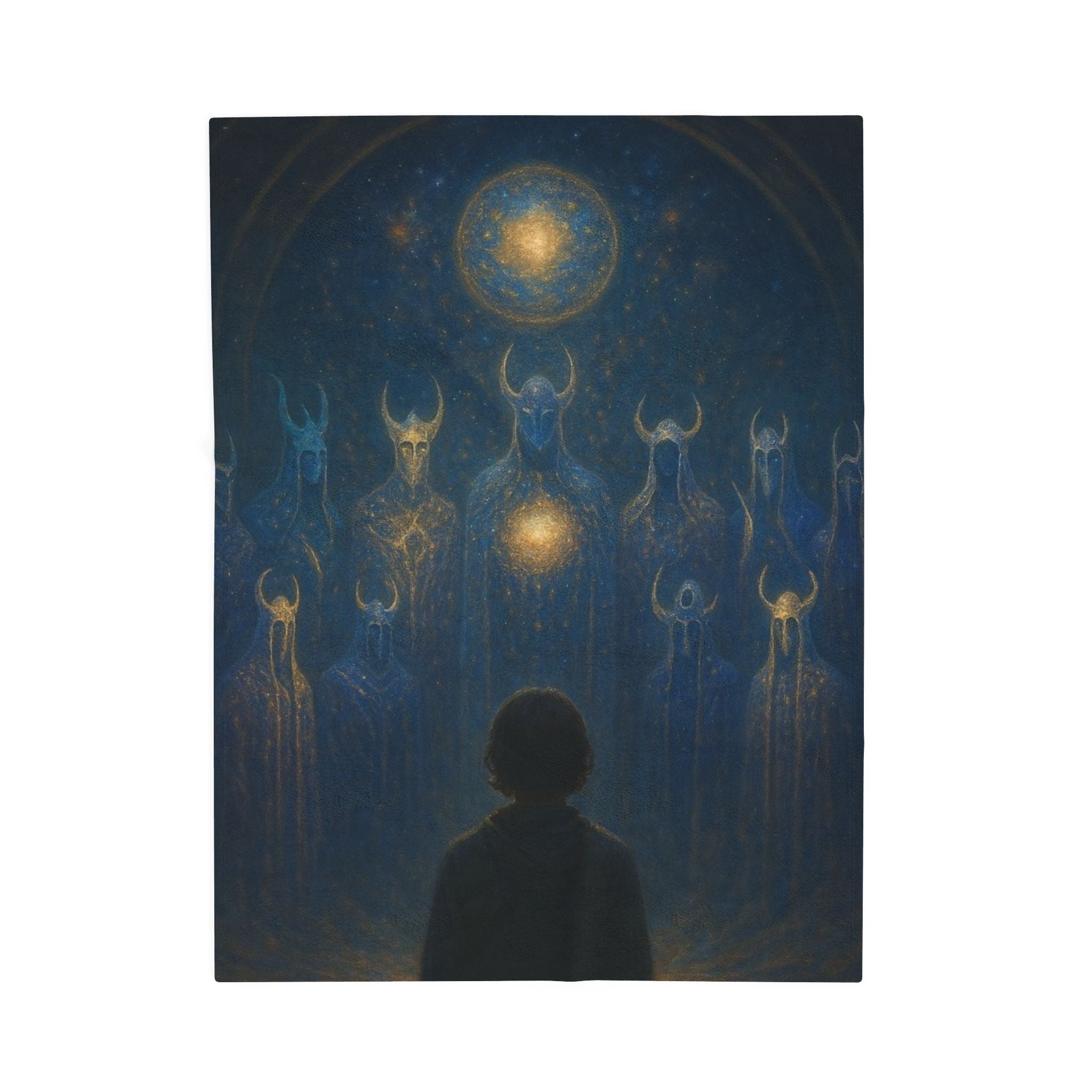 PRB Mystical Spirits Stargazing Velveteen Plush Blanket | Celestial Figures, Night Sky by Printify
