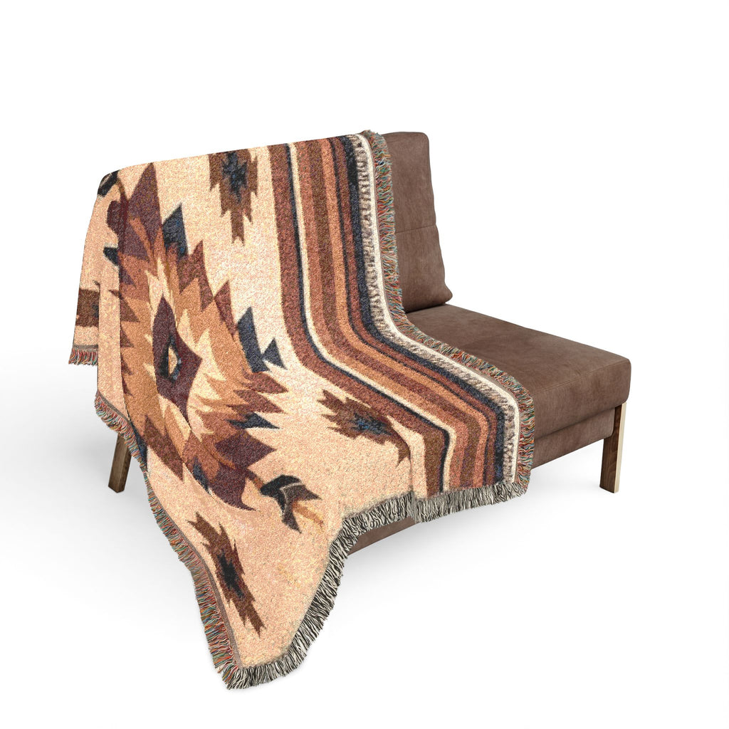 PRB Southwestern Navajo Diamond Woven Blanket | Aztec Throw Blanket by Power Runs Black