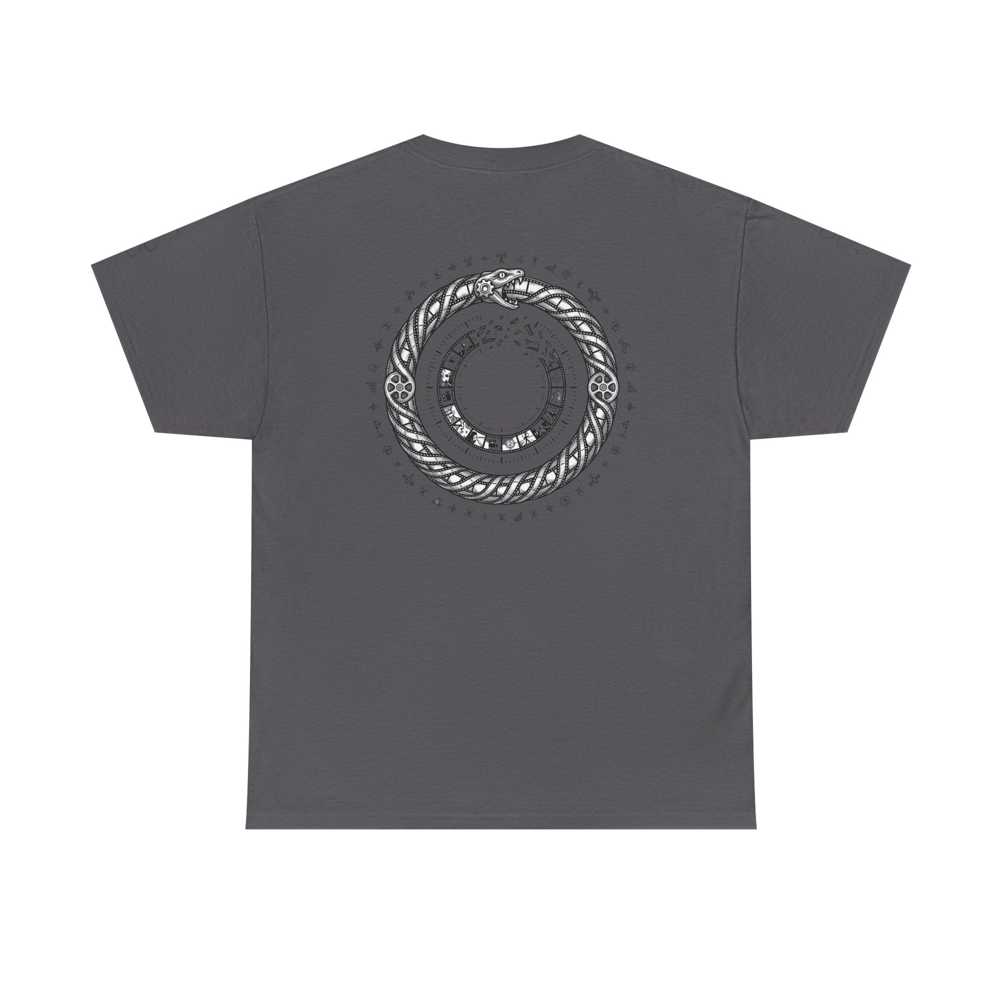Power Runs Black — "The Agenda of the Arch" Retro TV Ouroboros Graphic Tee by Printify