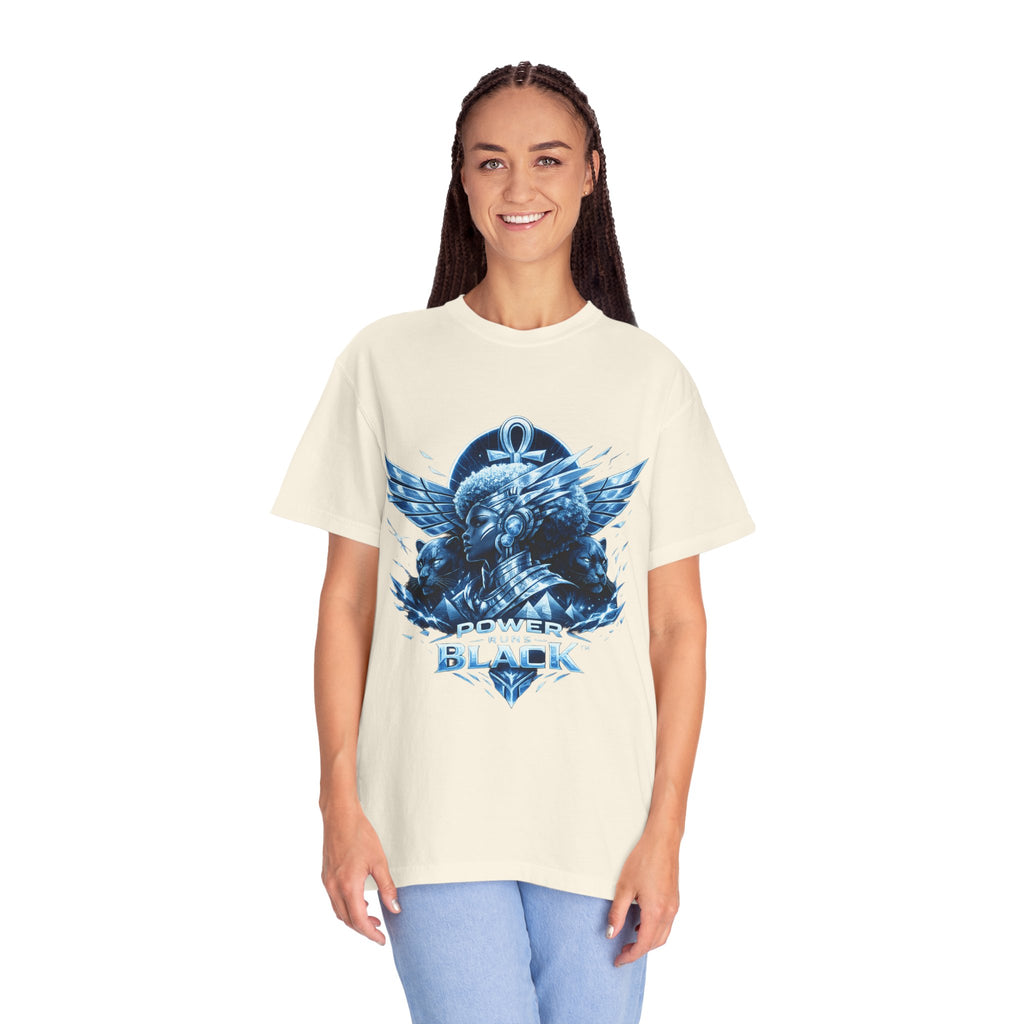 Power of Black Graphic T-Shirt — Egyptian Ankh Warrior Design by Power Runs Black