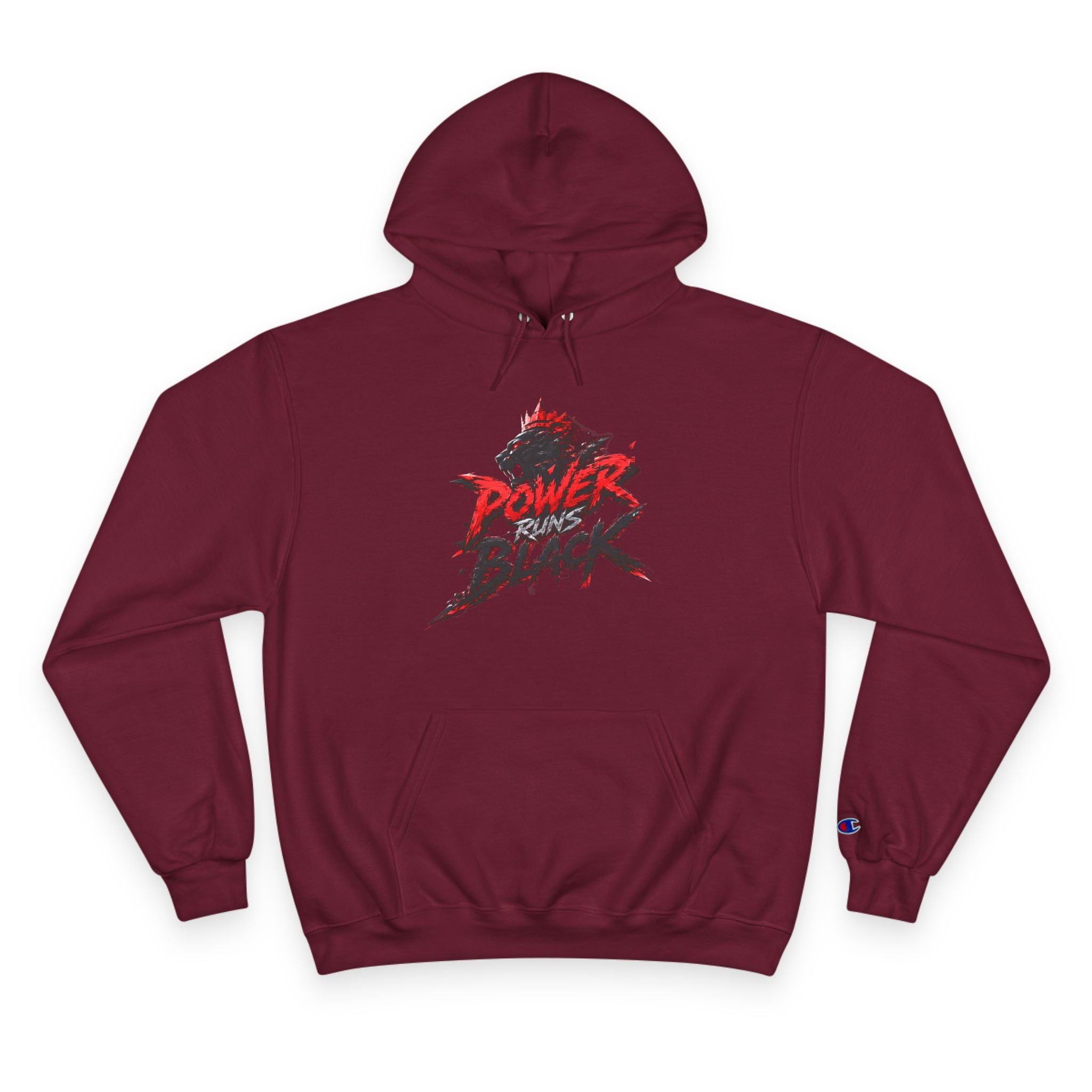 Power Runs Black logo hoodie | Flame crest design by Power Runs Black