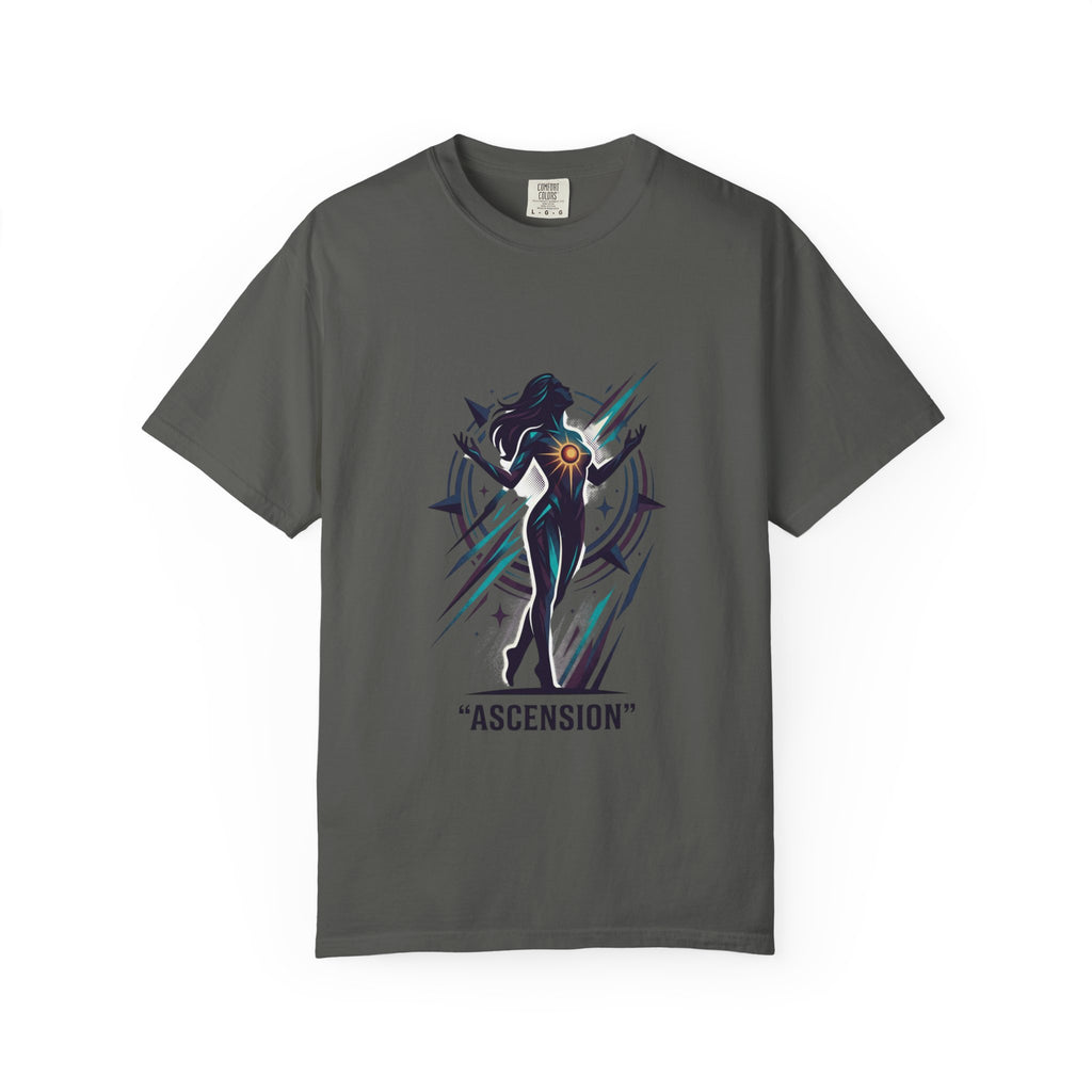 Power Runs Black PRB Ascension Graphic T-Shirt — Cosmic Silhouette Tee by Printify