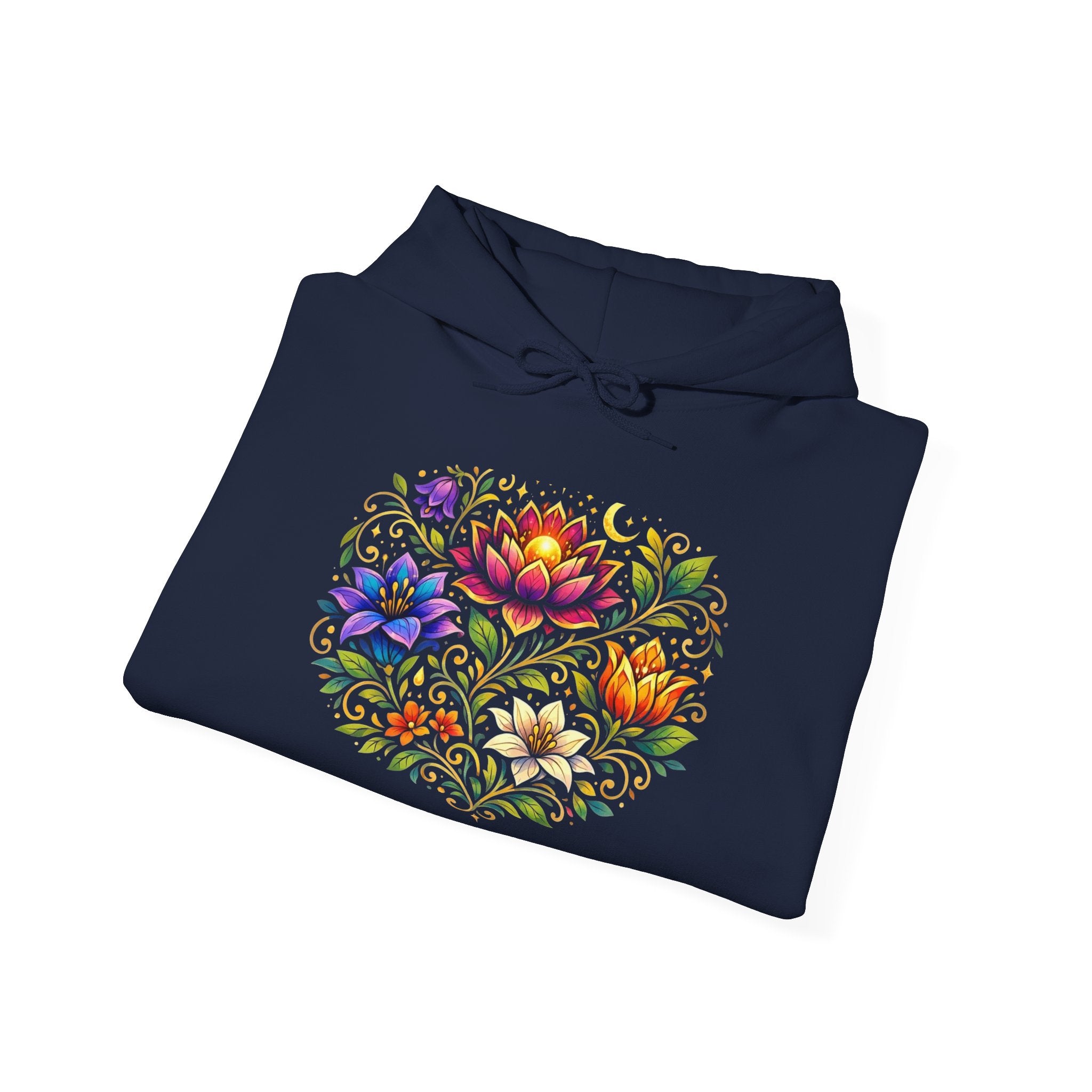 Pretty Rich Bitch by PRB Colorful Floral Lotus Bouquet Hoodie | Watercolor Flower Mandala Sweatshirt by Power Runs Black
