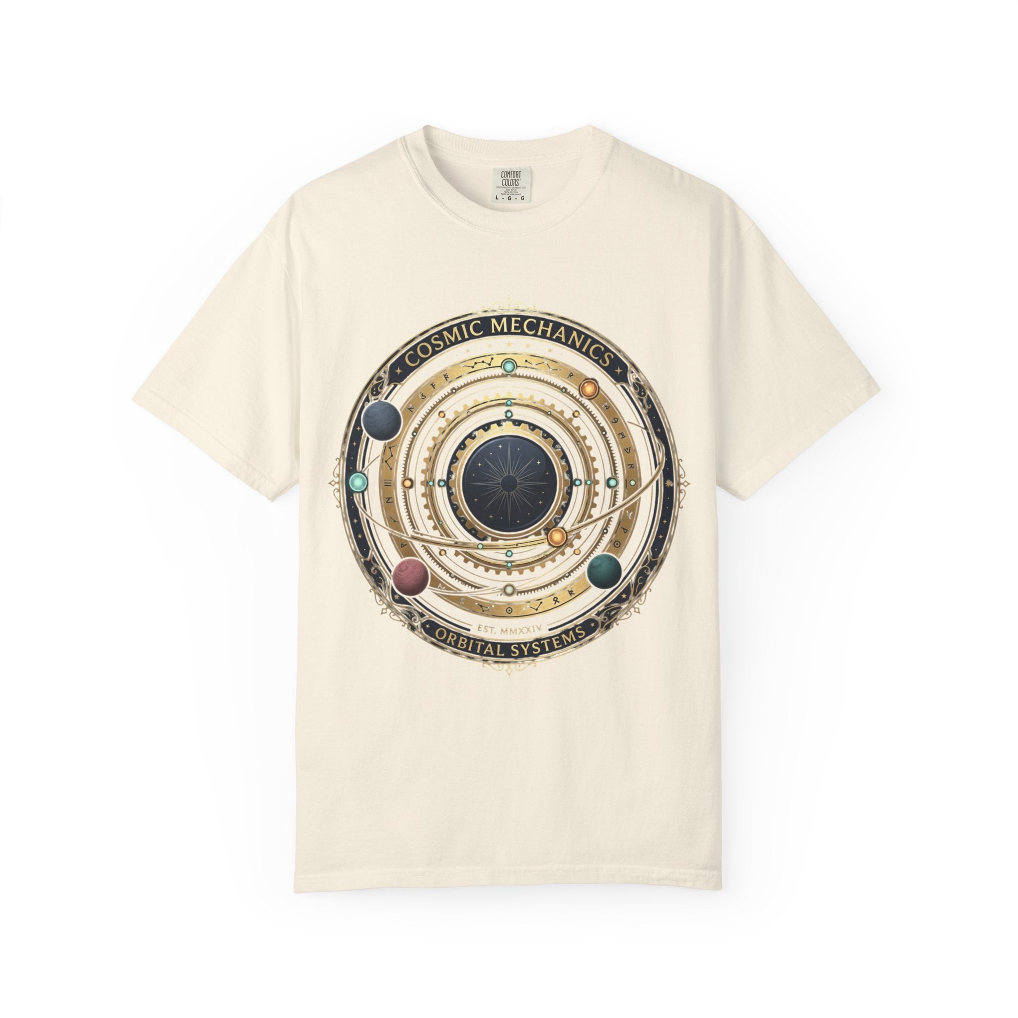 PRB Cosmic Mechanics Solar System Graphic T-Shirt | Planetary Orbit Tee by Printify