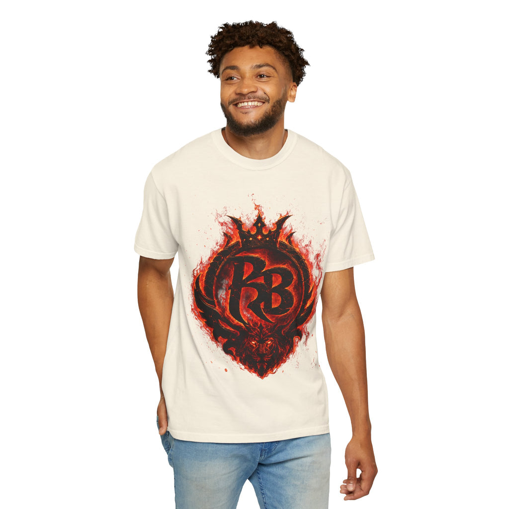 Power Runs Back PRB Flame Logo T-shirt | Fiery Emblem Tee, Grunge Rock Chic by Power Runs Black