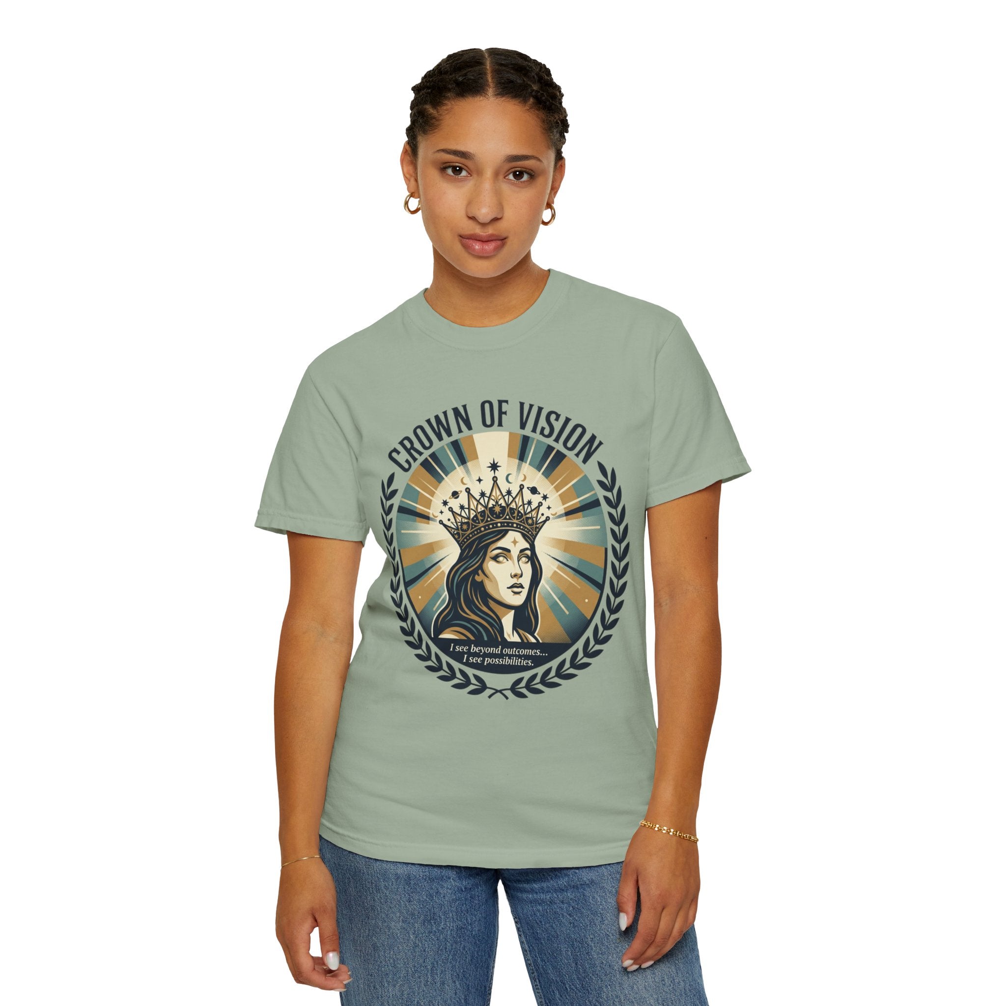 Power Runs Black Crown of Vision T-Shirt — Vintage Inspirational Graphic Tee by Printify