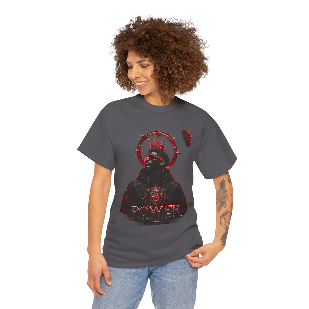 Power Runs Black Red Angel Graphics Tee by Printify