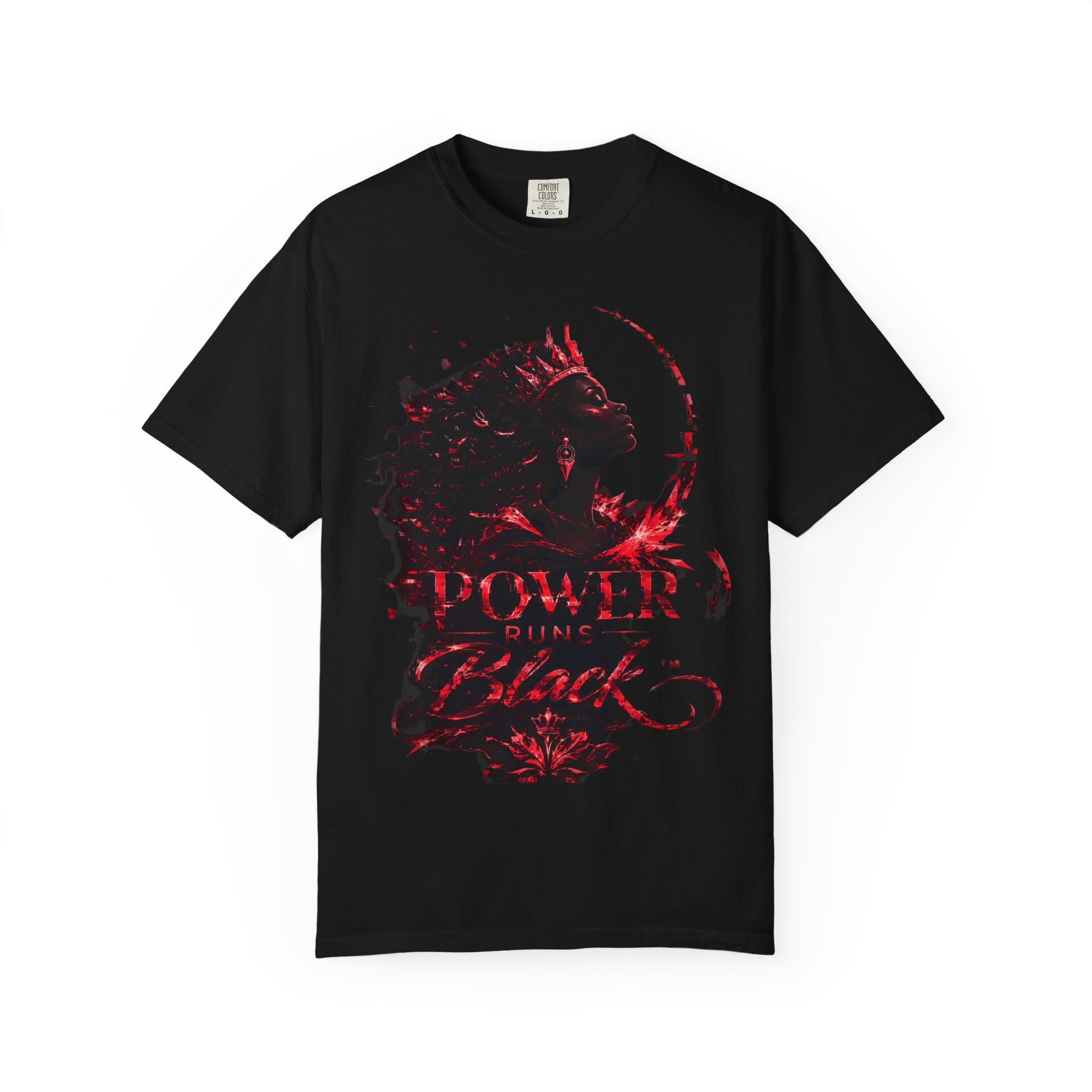 Power Runs Black Crown T-Shirt | Gothic Silhouette Artwork by Power Runs Black