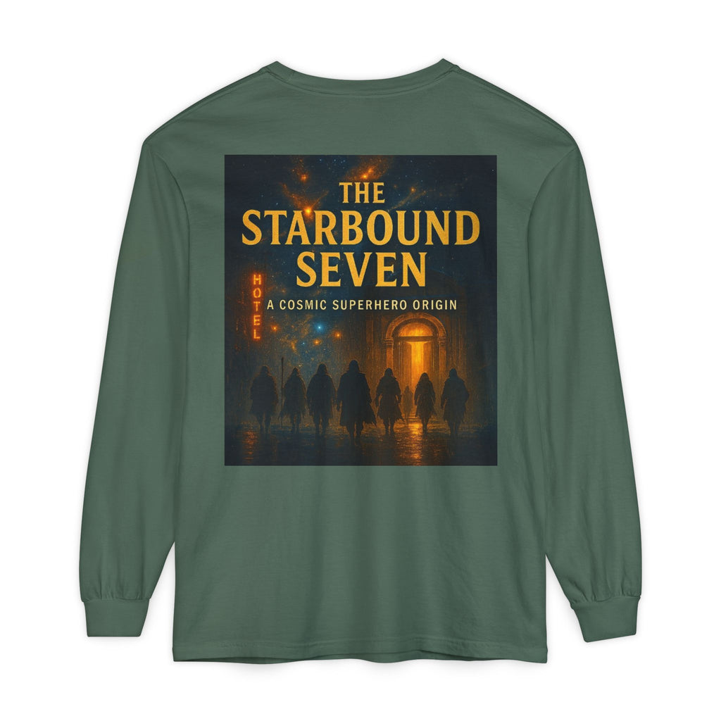 PRB The Starbound Seven graphic long sleeve shirt | cosmic superhero poster by Power Runs Black