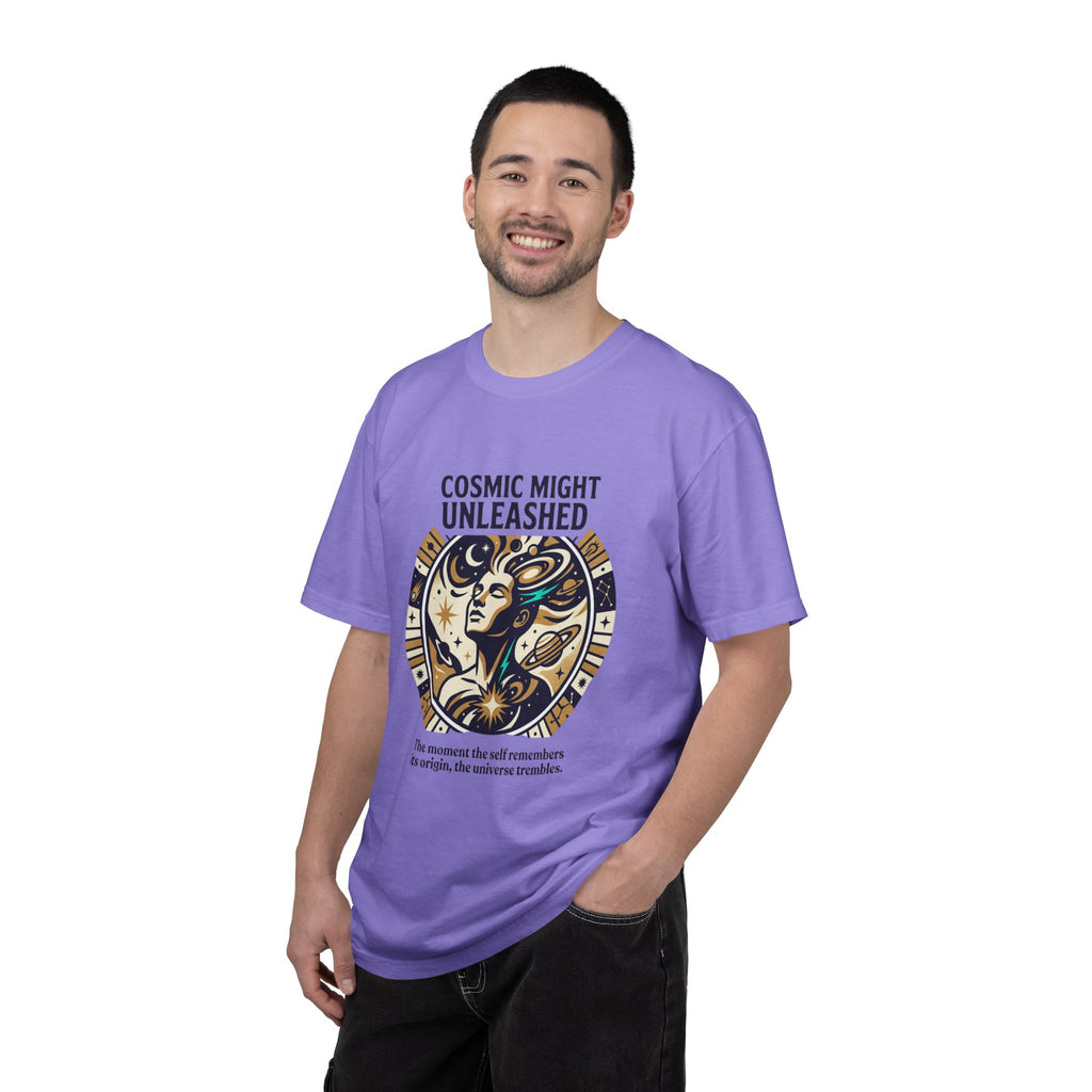 PRB Starforged Flex Cosmic Might Unleashed Graphic T-Shirt — Celestial Stag Astrology Tee by Power Runs Black