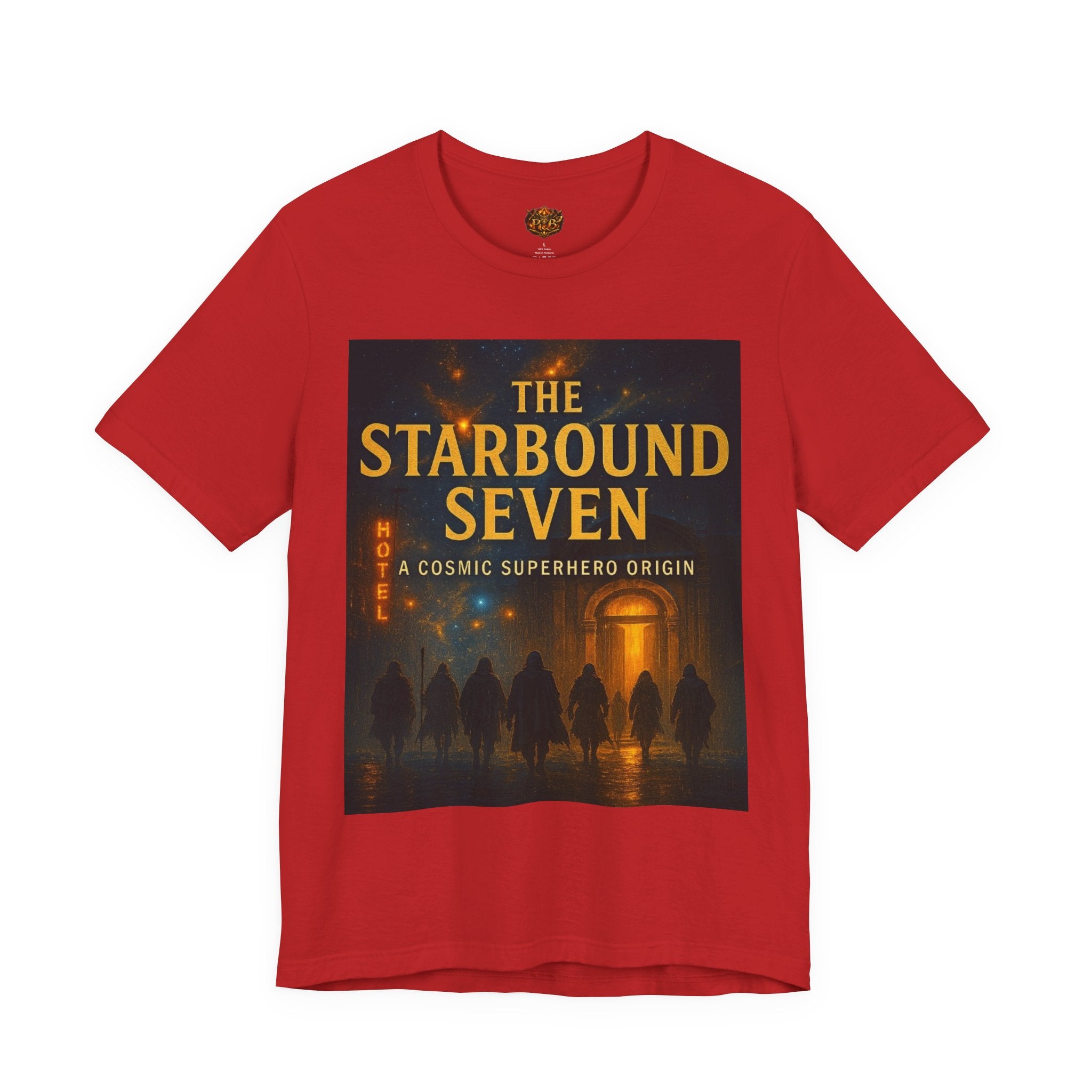 Power Runs Black PRB The Starbound Seven Tee – Retro Cosmic Superhero Poster Shirt by Power Runs Black