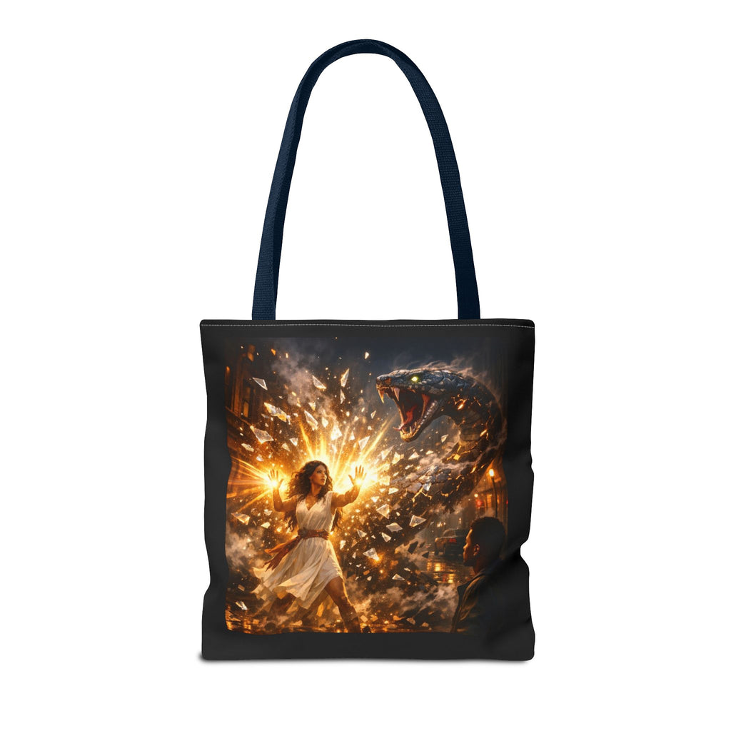 PRB Raging Serpent Burst tote bag | Fantasy serpent explosion art by Printify